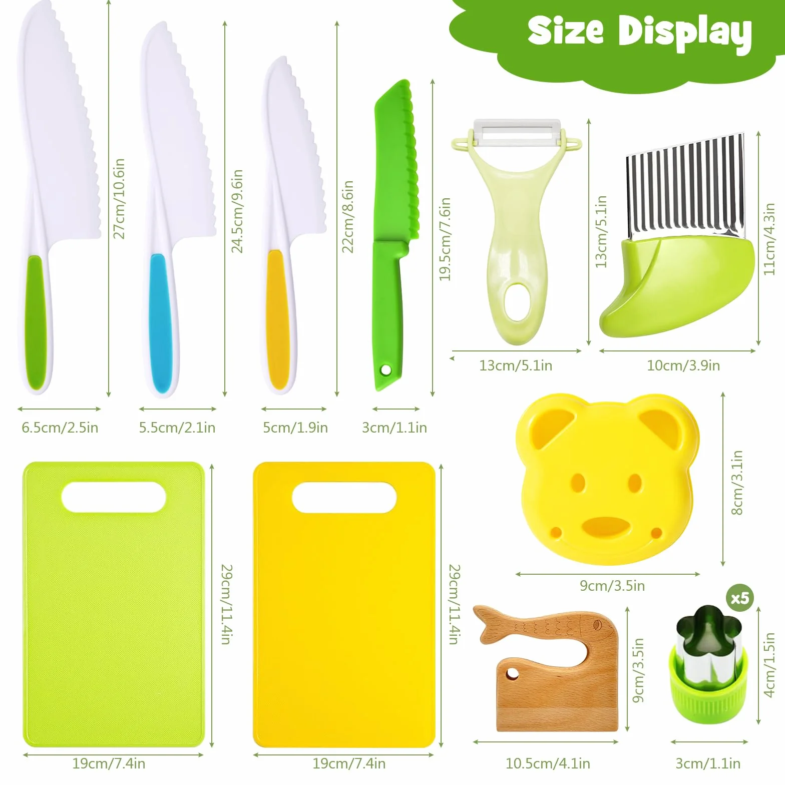 Coltelli da Cucina per Bambini, Purphy Set di 17 Coltelli per Bambini, Coltelli Bambini per Tagliare con Coltello Bambini Coltello in Legno, Tagliere Pelapatate, ecc.per Tagliare Frutta o Verdura