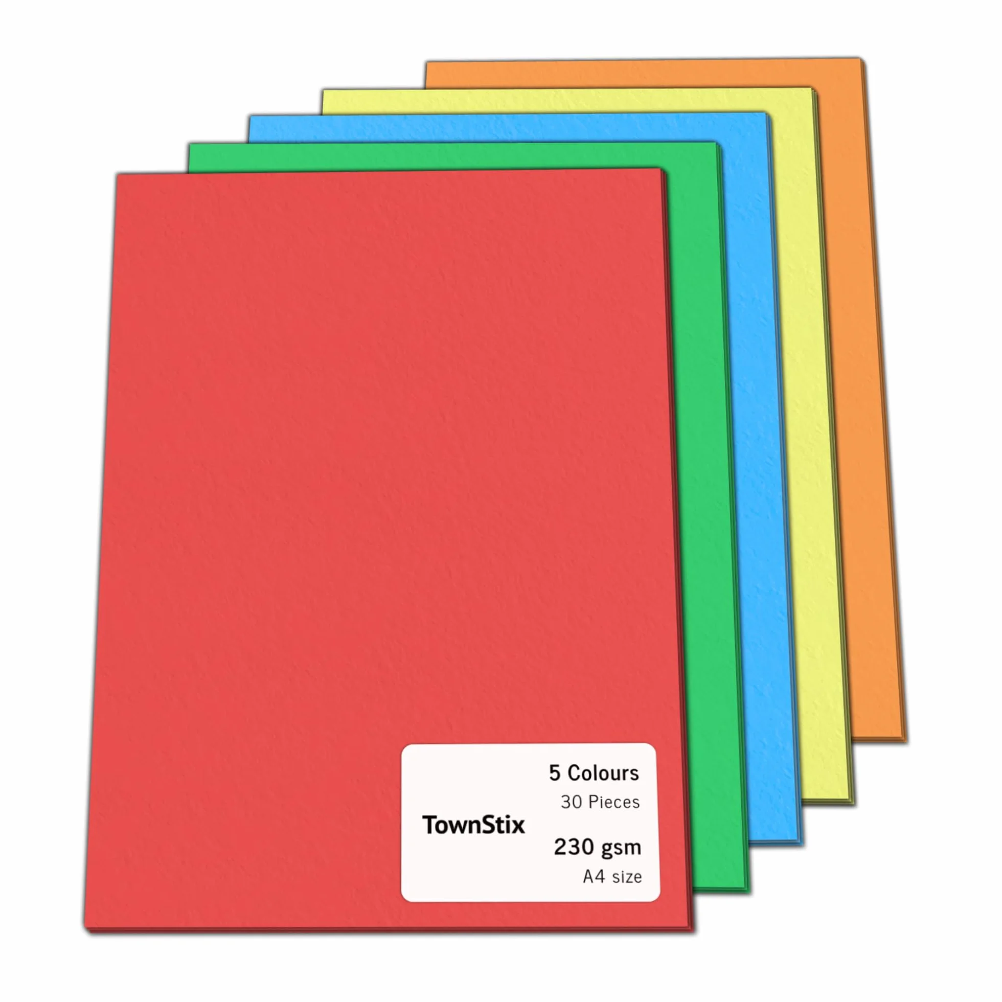 Cartoncini Colorati A4, 230g/m², 30 Pezzi, 5 Colori