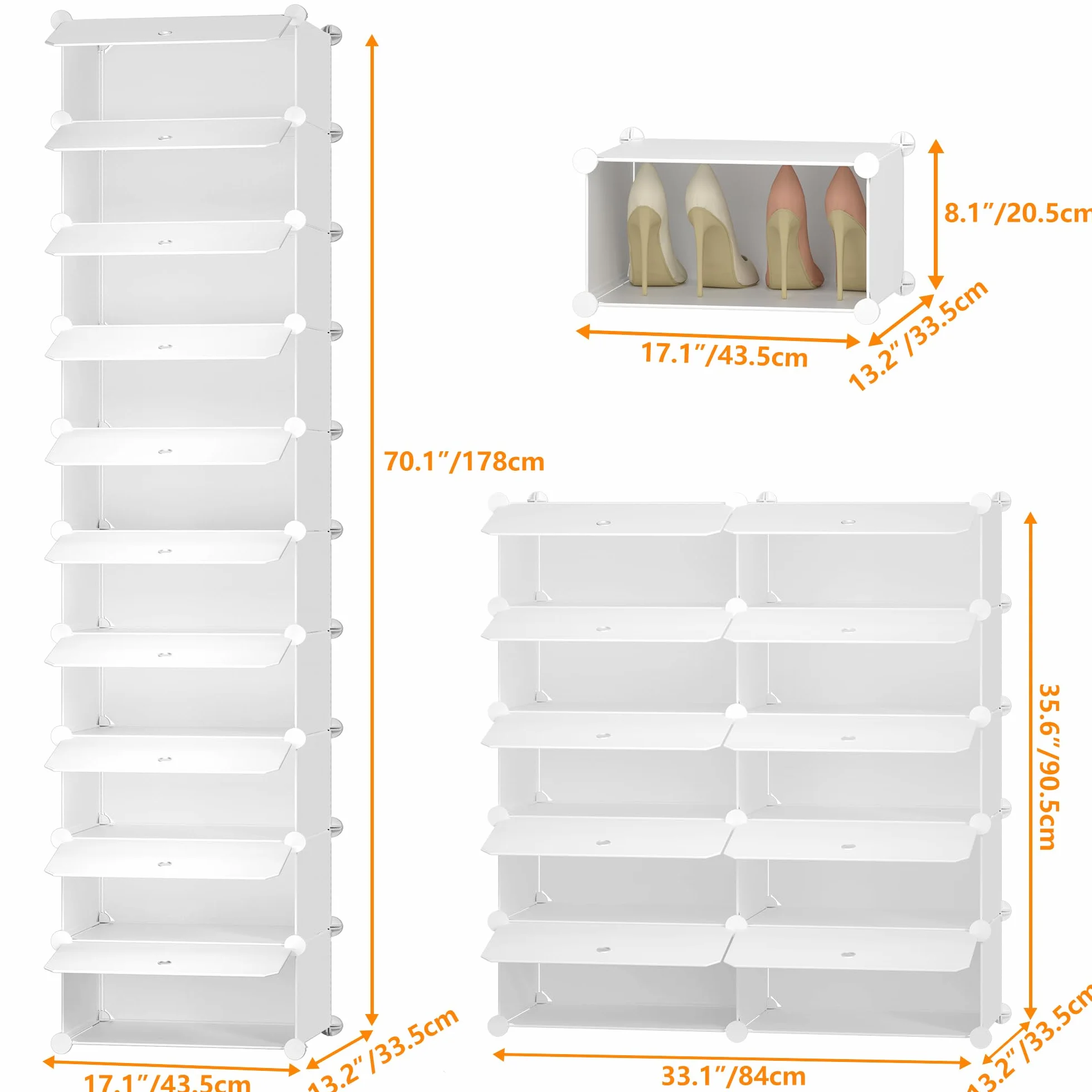 HOMIDEC Scarpiera 10 Ripiani Contenitore 20 Paia Scarpe Plastica Bianco
