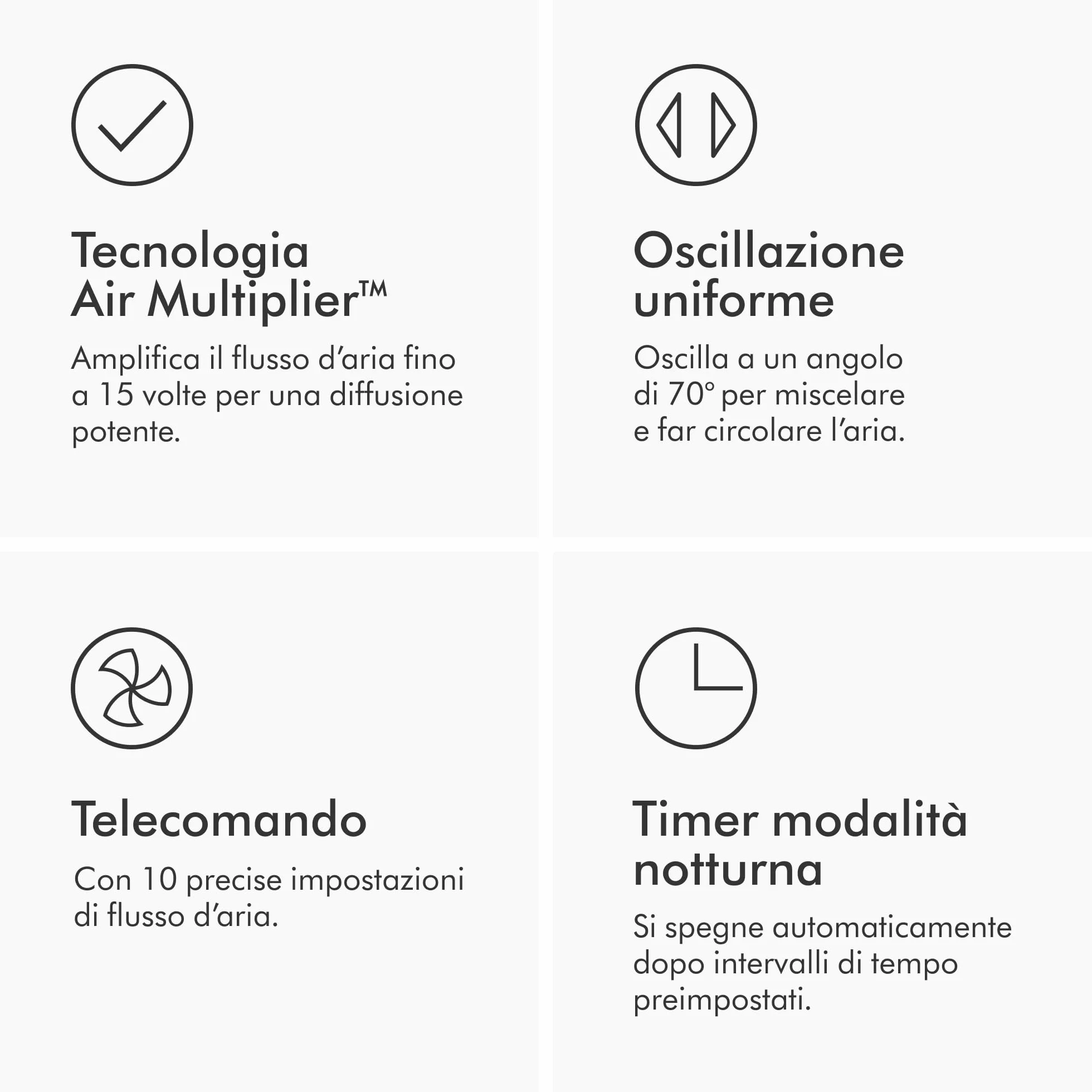 Dyson Cool™ AM07 Ventilatore a Torre Senza Pale – Raffrescamento Potente con Tecnologia Air Multiplier™ per Ambienti Ampi, Funzionamento Silenzioso, 10 Velocità, Oscillazione 70°, Telecomando