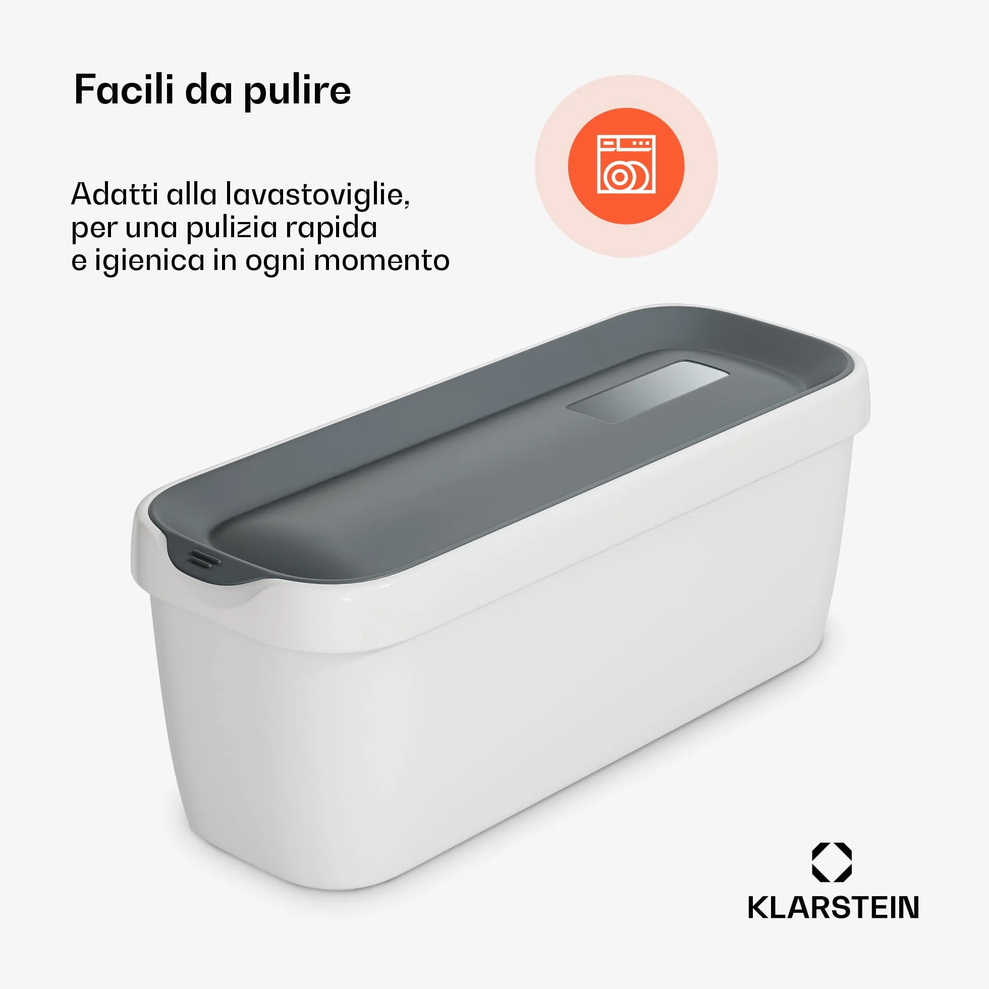 Klarstein Vaschette per Gelato 2x1,5L – Contenitori Plastica con Coperchio, Lavabili in Lavastoviglie
