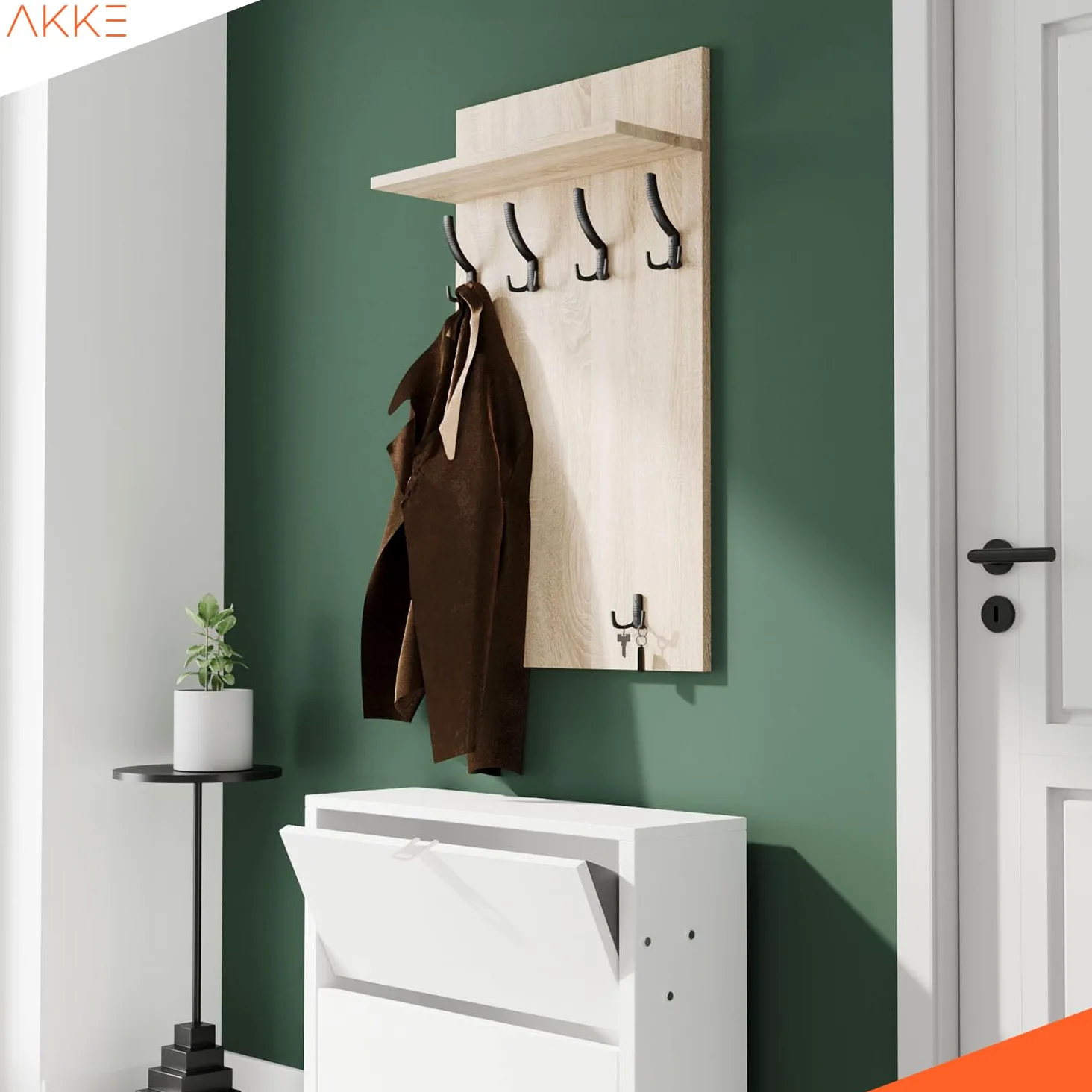 AKKE Maxi Appendiabiti Ingresso Moderno da Parete Muro Guardaroba 120cm x 60cm Sonoma/Chr.