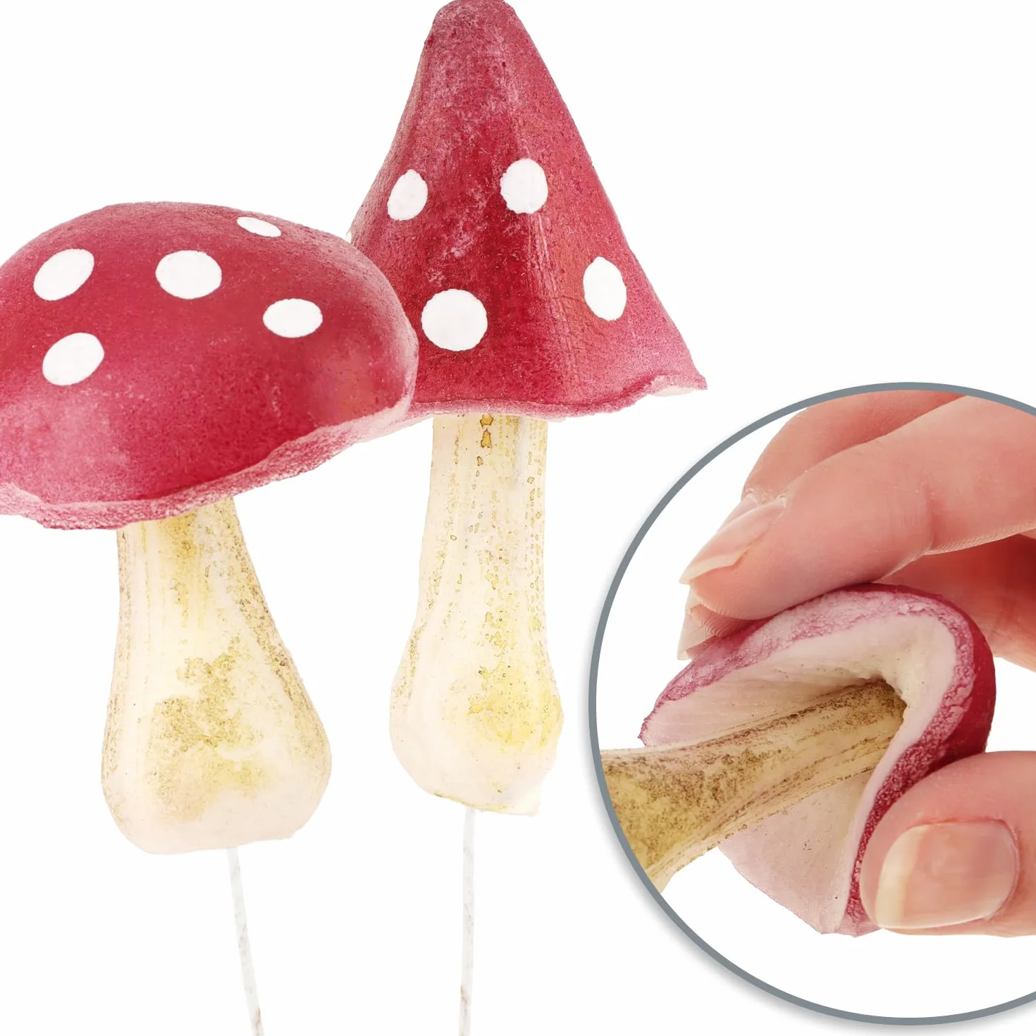 Com-four 4X agarico Volante Funghi Artificiali Decorazione Autunnale Grande Fungo Ghirlande