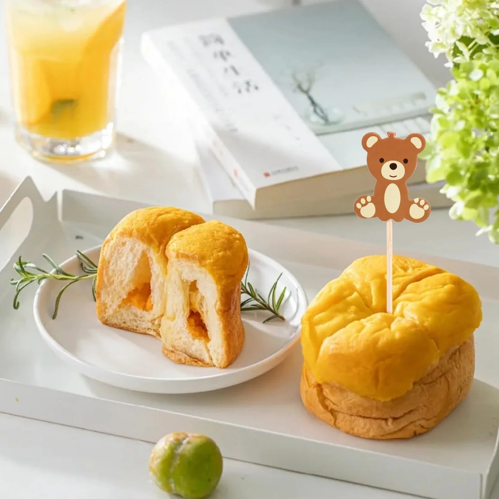 Orsetto Carino Plettri per Torta Dessert 100 Pezzi in Legno