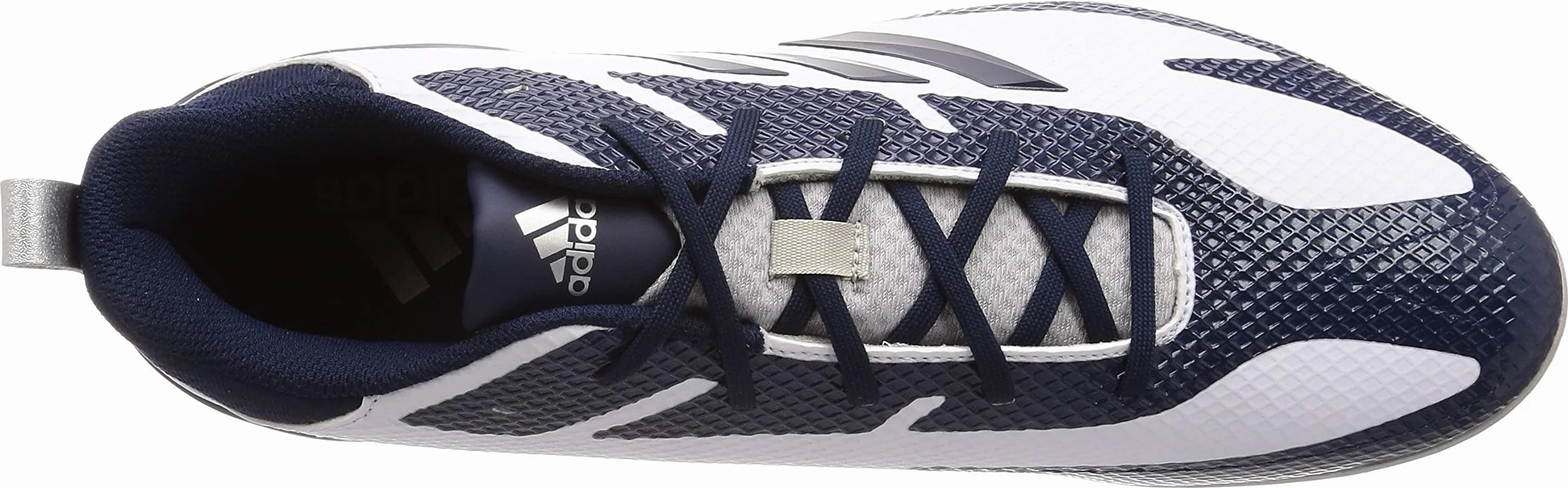 adidas Adizero Stabile Scarpe da Baseball Basse Tacchetti Metallo, Bianco Navy Argento, 40 2/3 EU