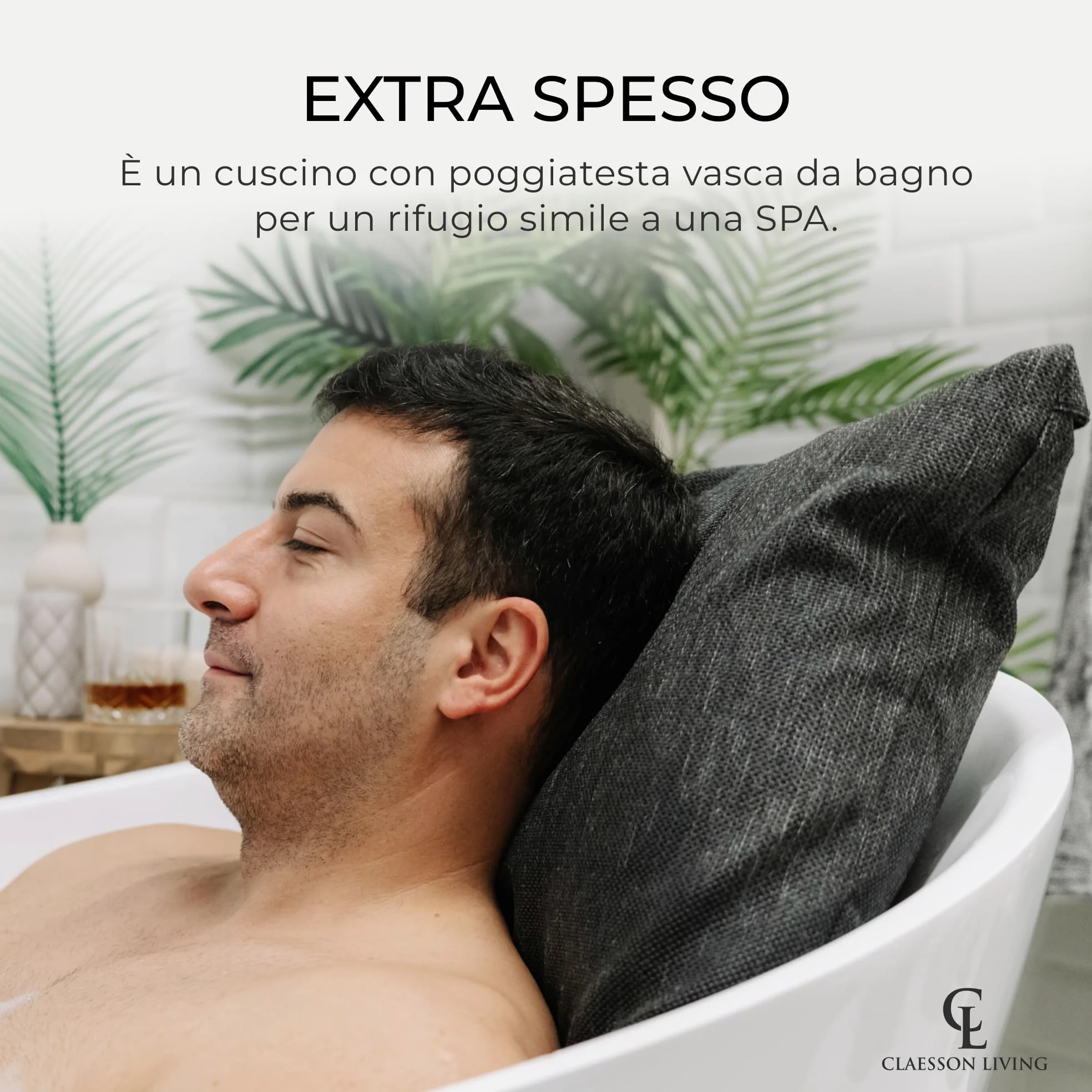 Cuscino vasca da bagno - Spesso e comodo, per supporto testa, collo e schiena - Materassino vasca da bagno lavabile e a rapida asciugatura, perfetto per bagno rilassante in casa - Grigio scuro