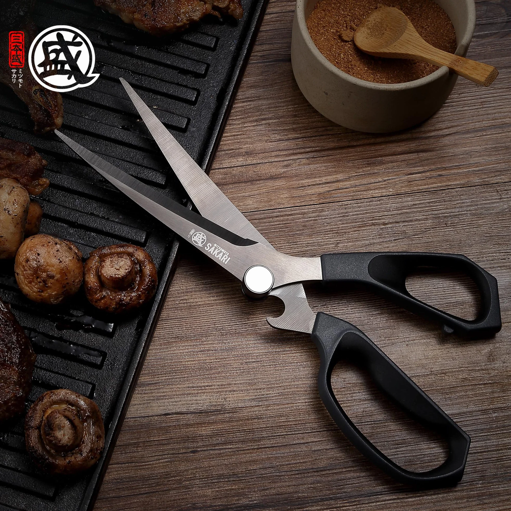 MITSUMOTO SAKARI Forbici da Cucina Professionali Giapponesi a Manico Lungo