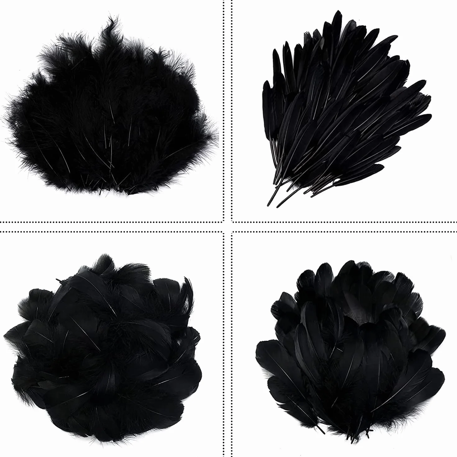 MWOOT 400 Pezzi Piume Decorative Naturali 8-18CM Bianca Nero per DIY Craft