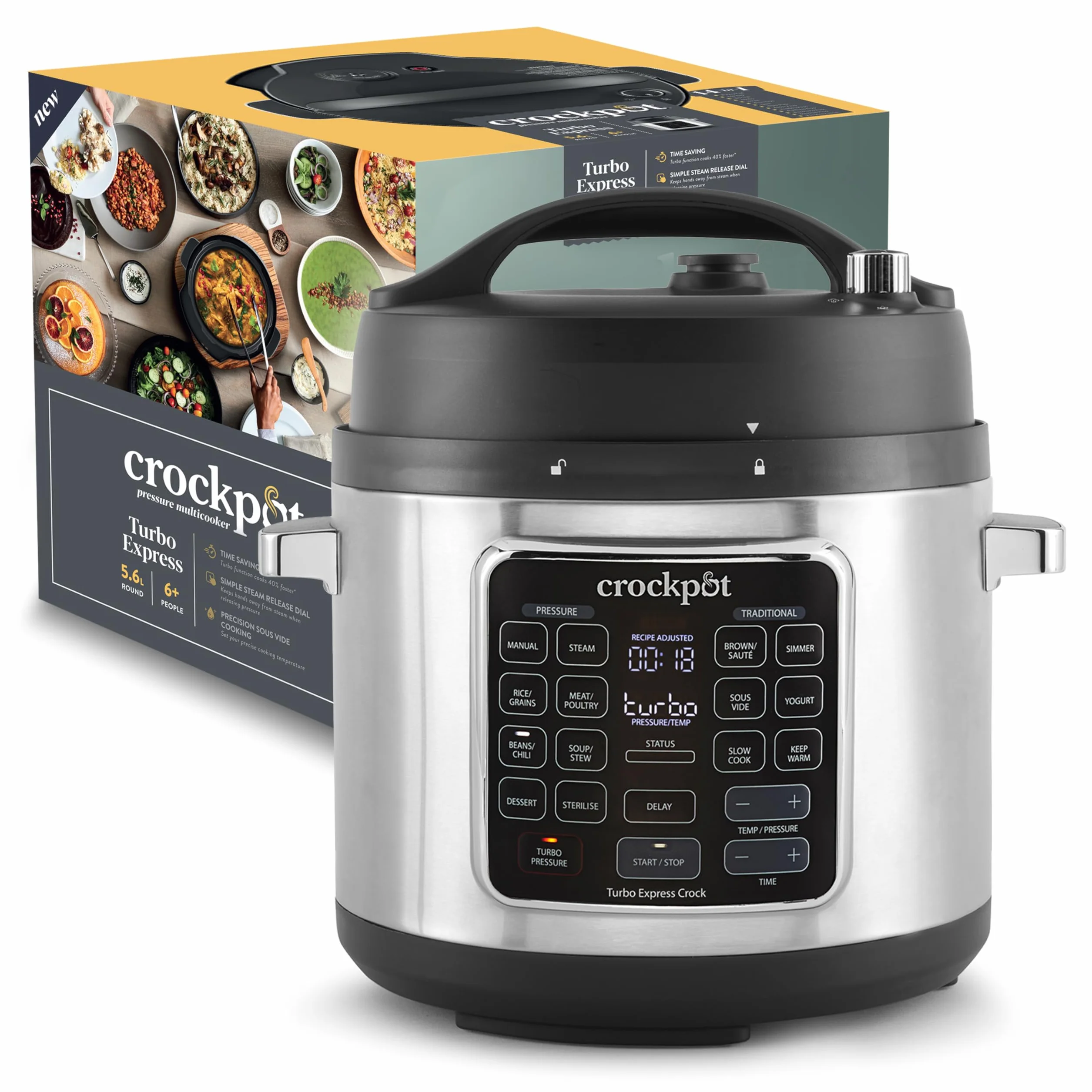 Crock-pot TURBO Express MultiCooker 5.6l 1400W 14 funzioni Cottura a Pressione Argento