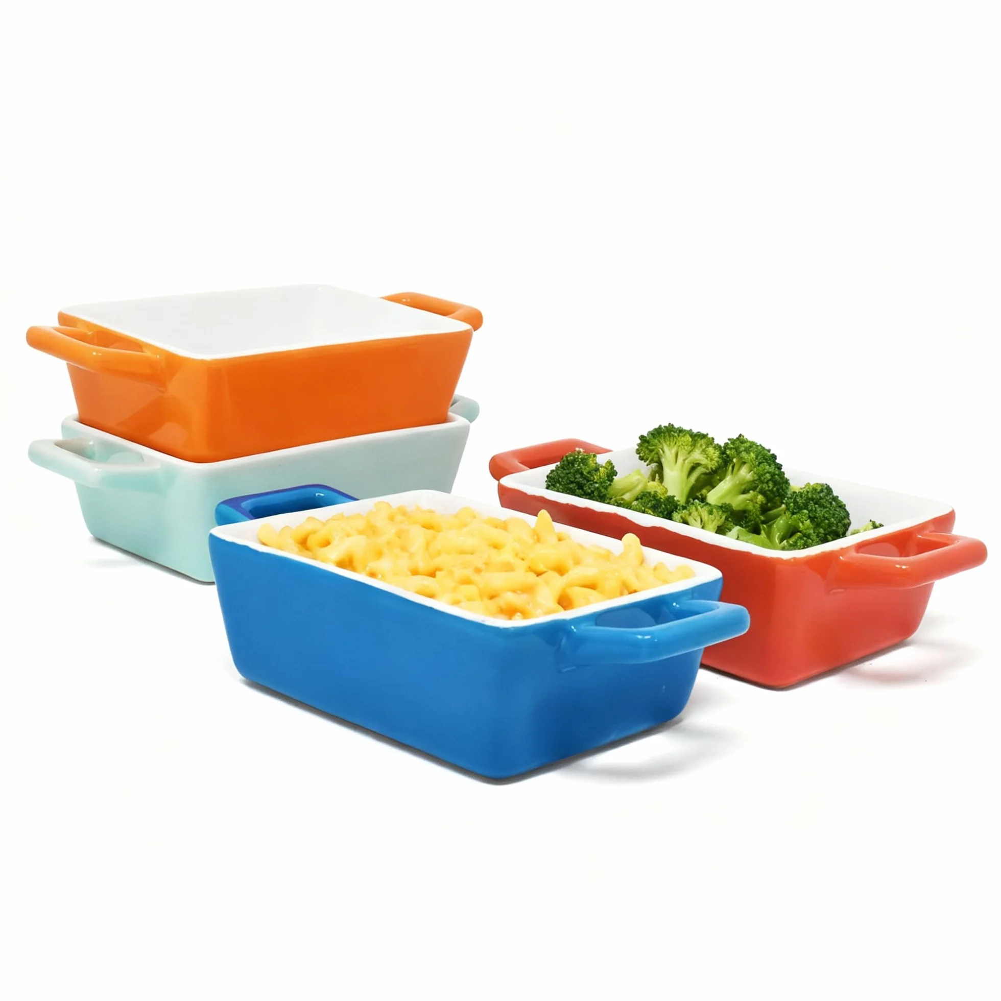 Joeji’s Kitchen Set 4 Pirofila da Forno in Ceramica – Cocotte Monoporzione da Forno Rettangolare per Lasagne, Pasta e Dolci – Teglia Ceramica da Forno Versatile (325 ml)