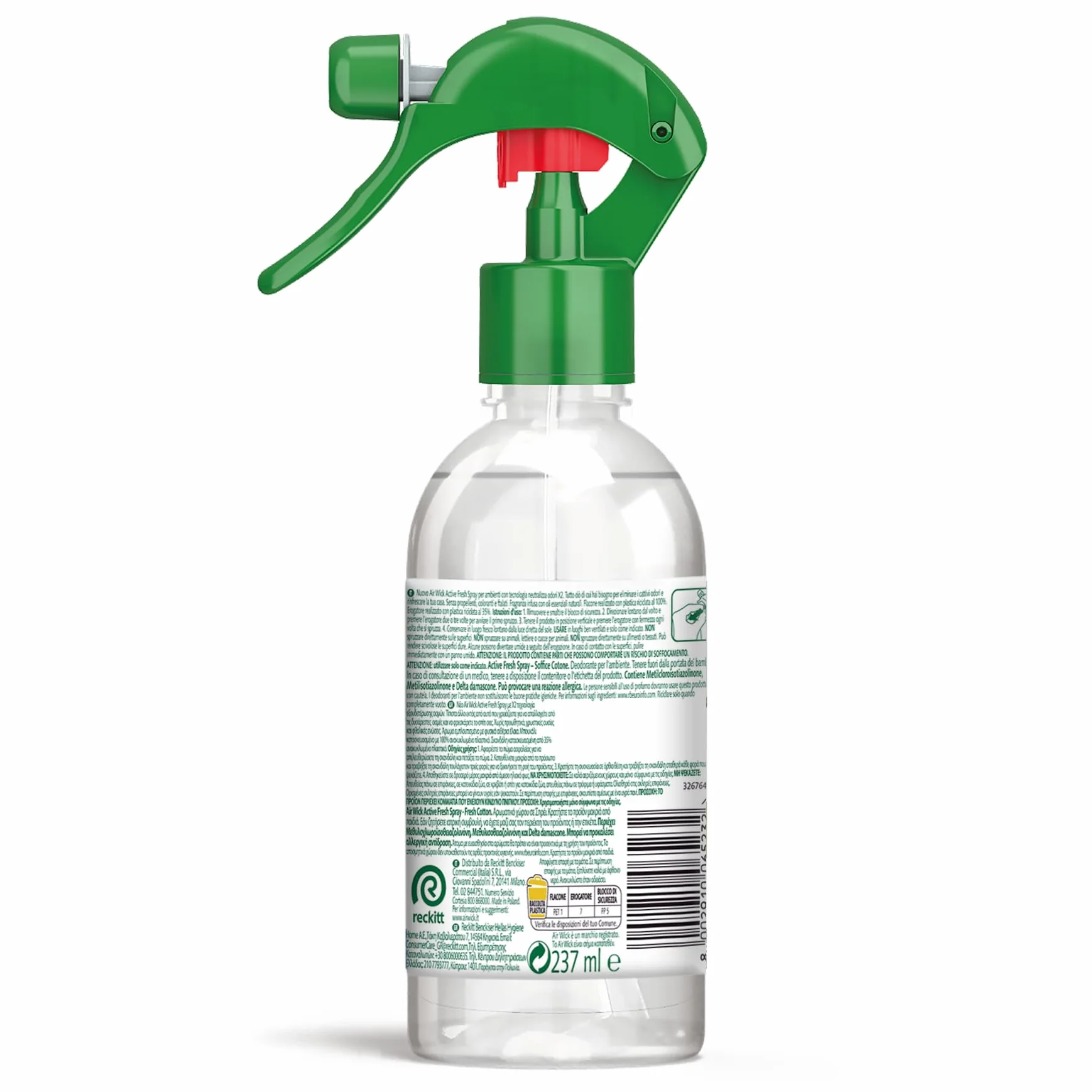 Airwick Profumatore per Ambienti, Confezione da 8 Spray da 250ml, Spray Active Fresh al Profumo di Cotone, Deodorante Ambiente
