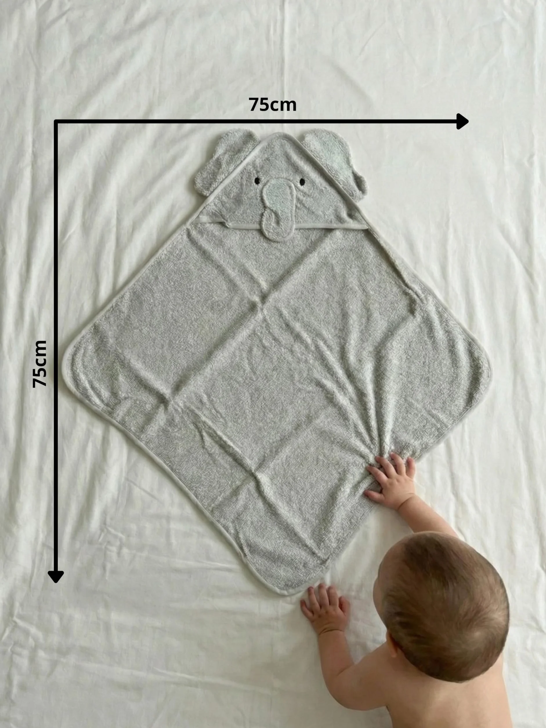 Accappatoio Neonato Spugna Puro Cotone 100% con Cappuccio Animale 75x75cm