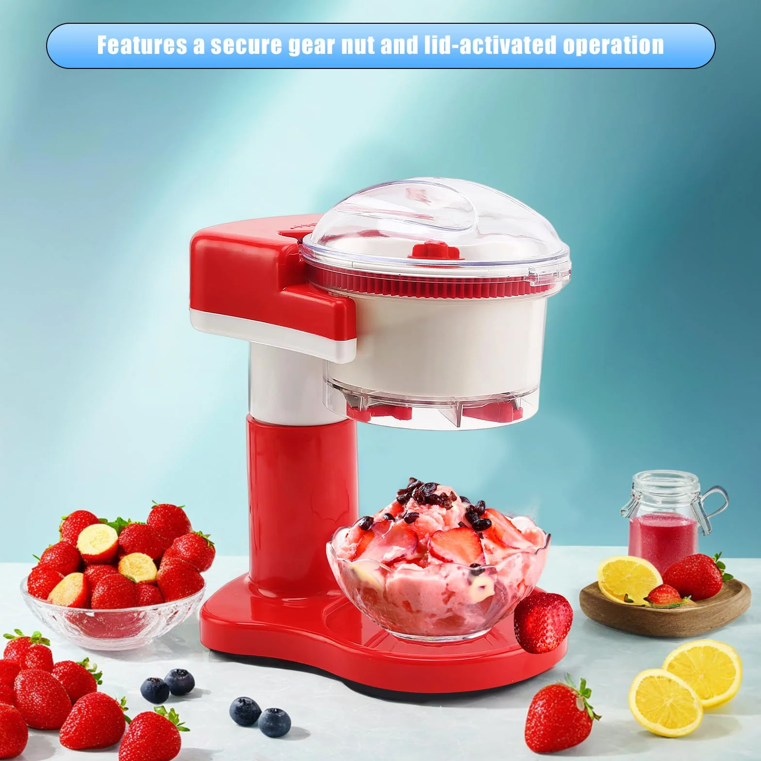 Macchina per granita e ghiaccio tritato elettrica da banco, lame in acciaio inossidabile, Ice Crusher