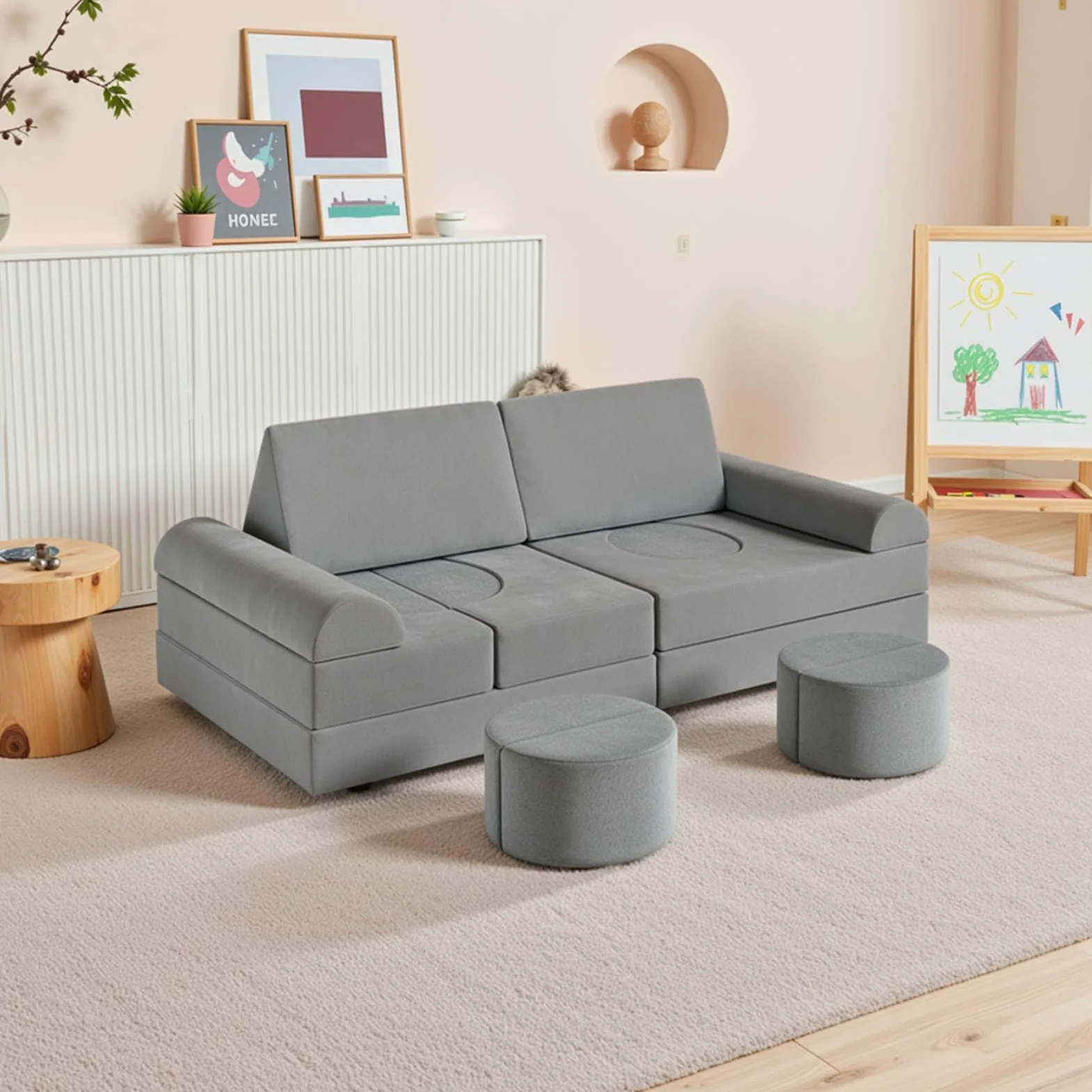 MAMIZO Divano da Gioco per Bambini, DivanoModulare per Bambini con 15PCS Modulo, Poltrona Letto bambino, Divano Trasformabile in Schiuma per bambino, per Camera da Letto, Sala Giochi