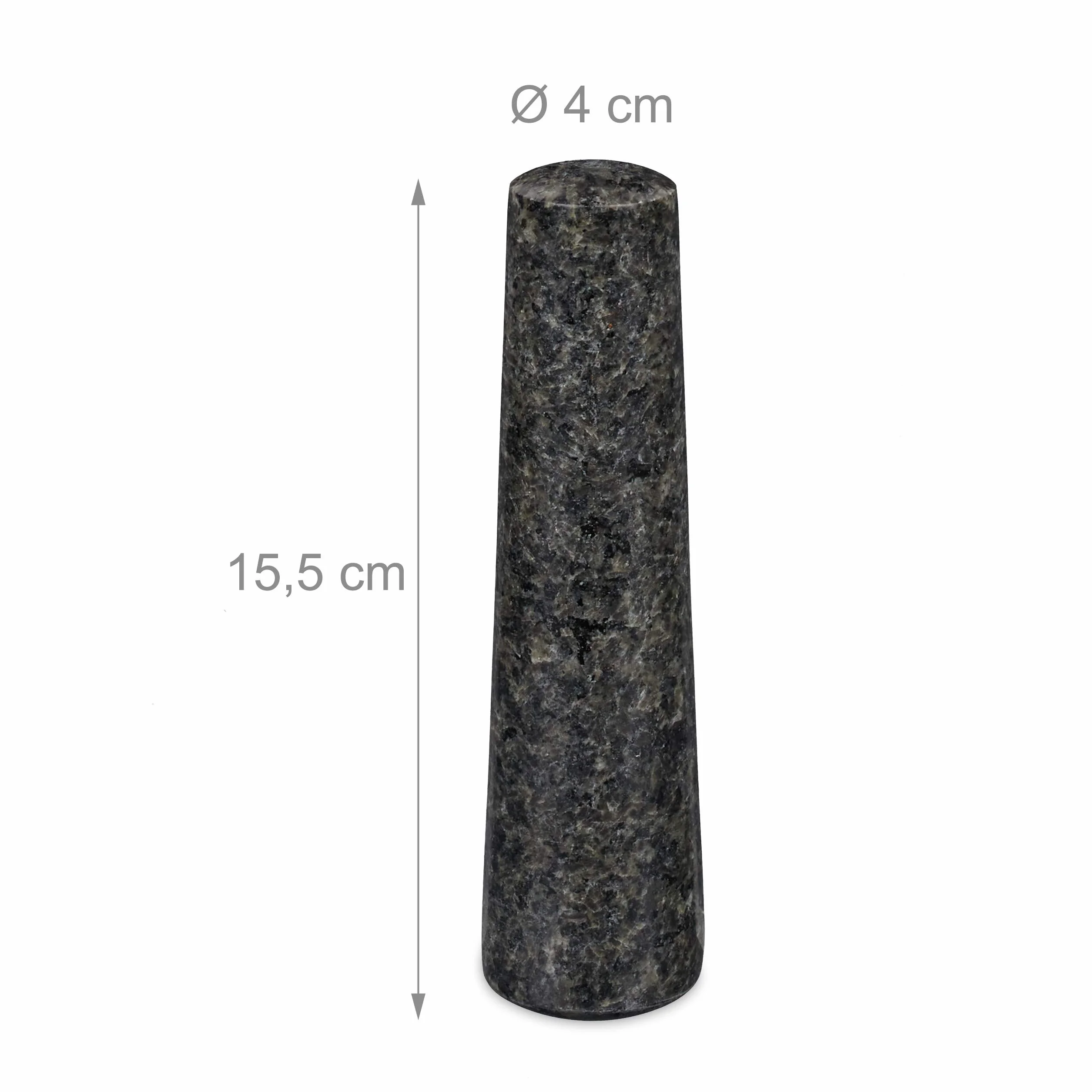 Relaxdays Mortaio e Pestello, in Granito, Robusto, Erbe Aromatiche e Spezie, in Pietra Lucida, D: 13,5 cm, Grigio Scuro
