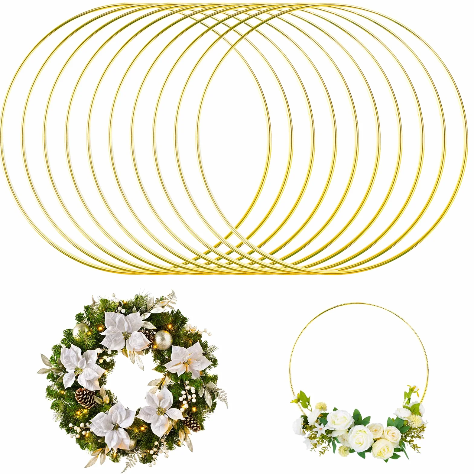 Oro Anelli Cerchio Metallo 20 cm 10 Pezzi per Acchiappasogni Macramè DIY Ghirlande Nuziali