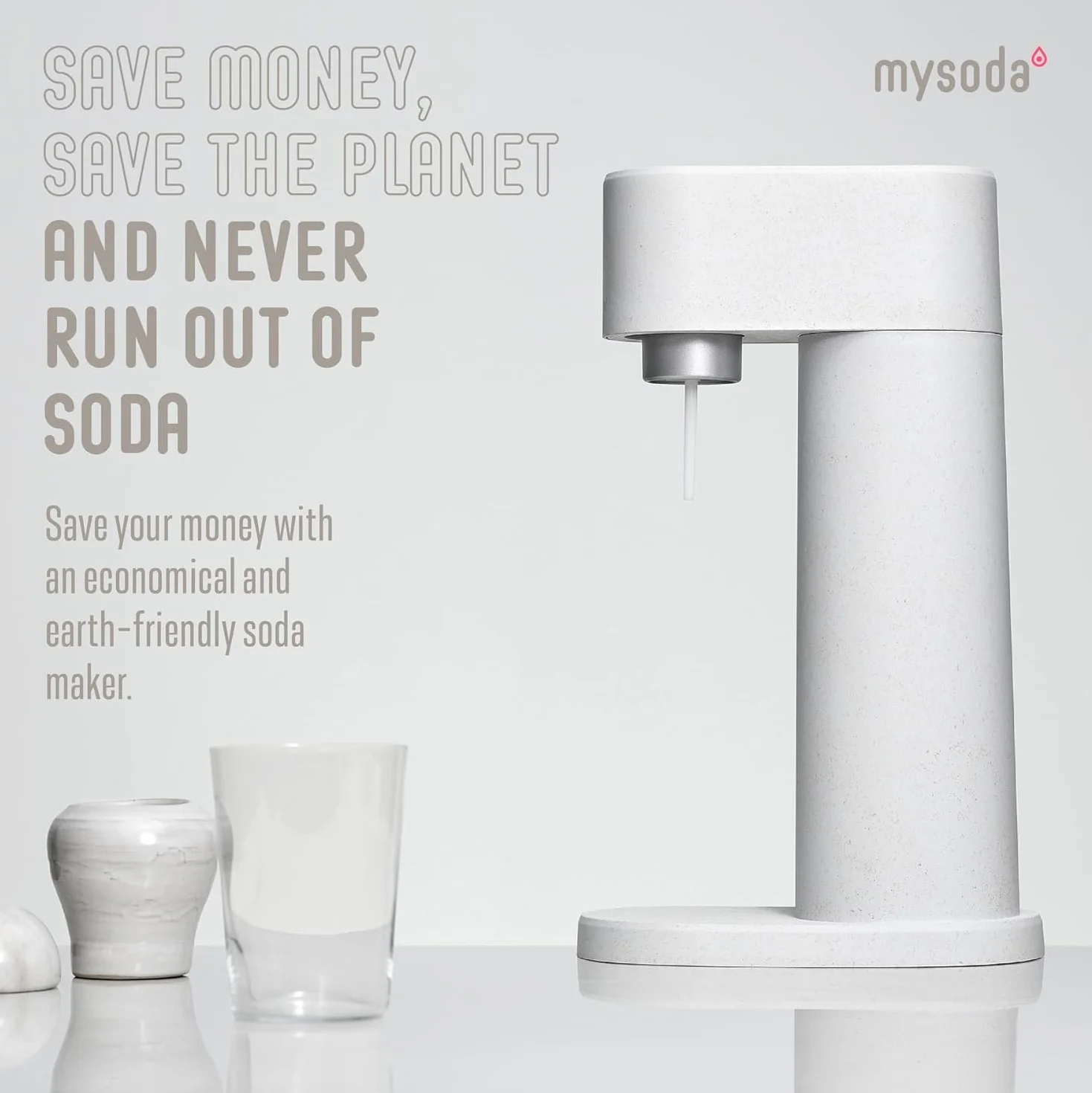Mysoda Woody Carbonatrice Legno Composito Quick-Lock 1L Bianco