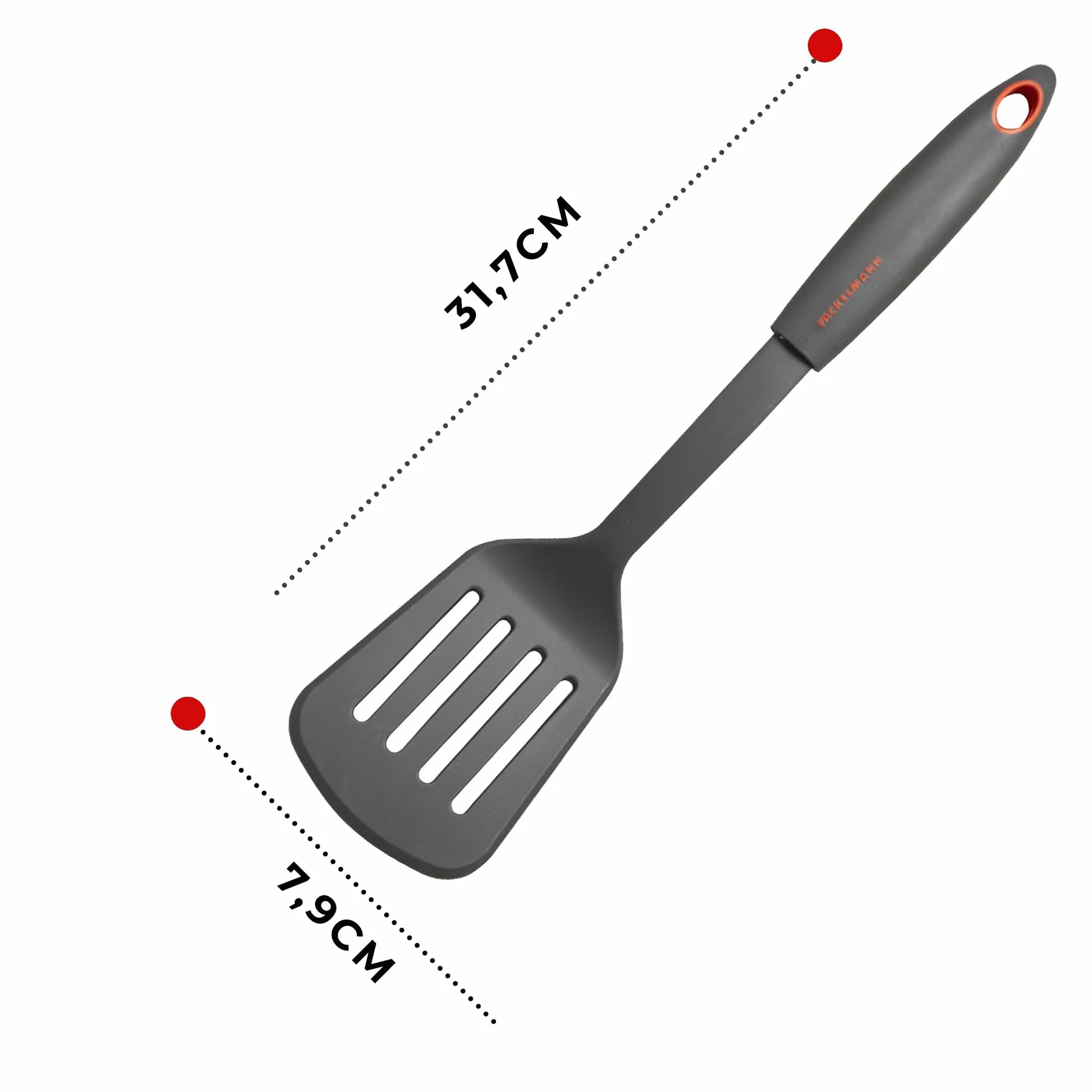 Fackelmann Paletta Forata, Nylon, Grigio Antracite e Rosso
