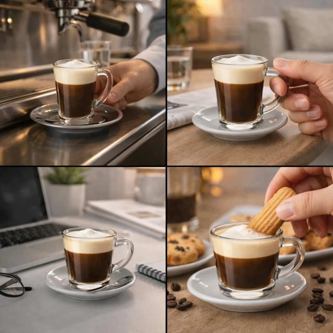 Generico Tazzine da Caffè in Vetro 70 ml Set 12 Pezzi Lavabili in Lavastoviglie