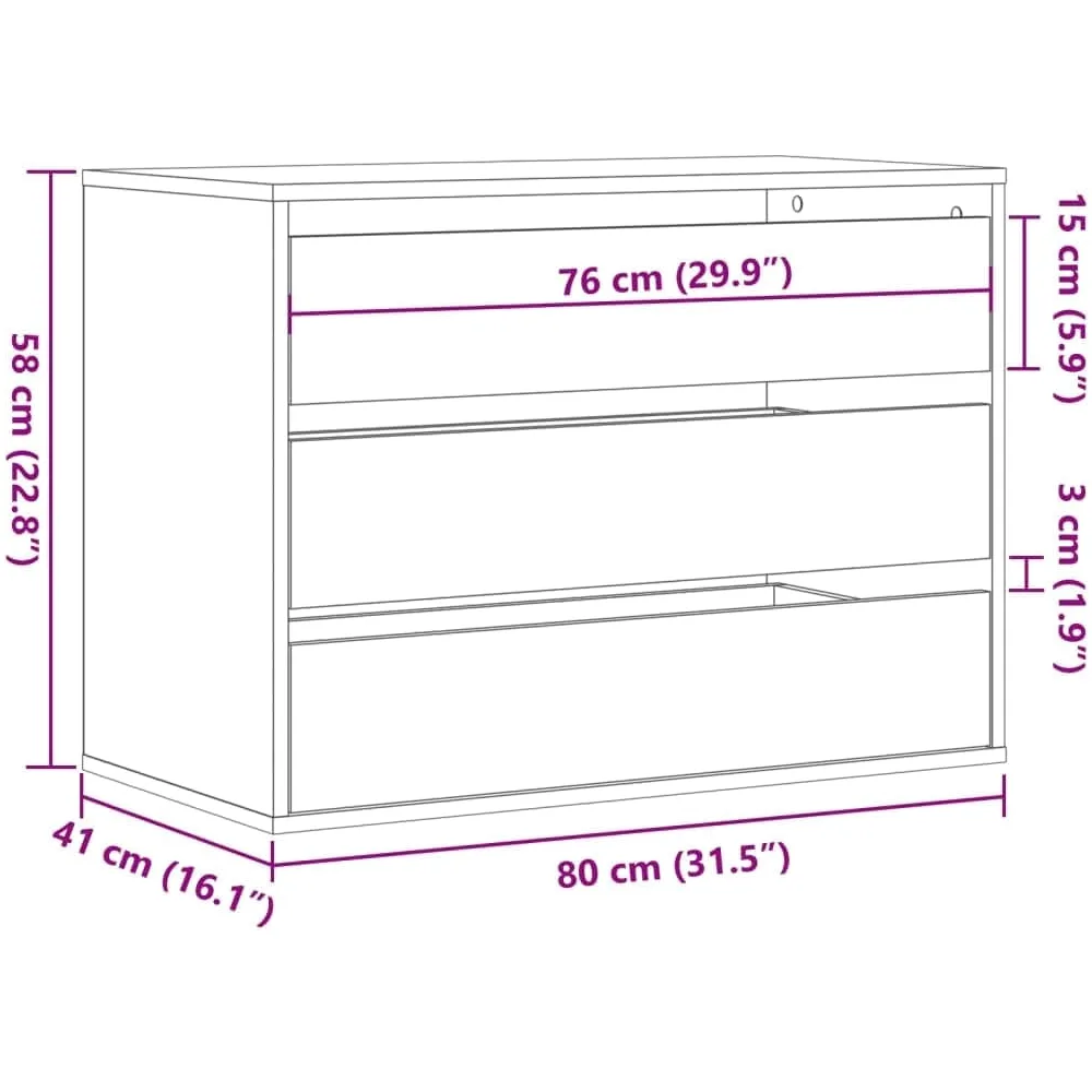 vidaXL Cassettiera Angolare Rovere Sonoma 80x41x58cm Legno Multistrato, Mobile con cassetti, armadietto con cassetti, portaoggetti con cassetti