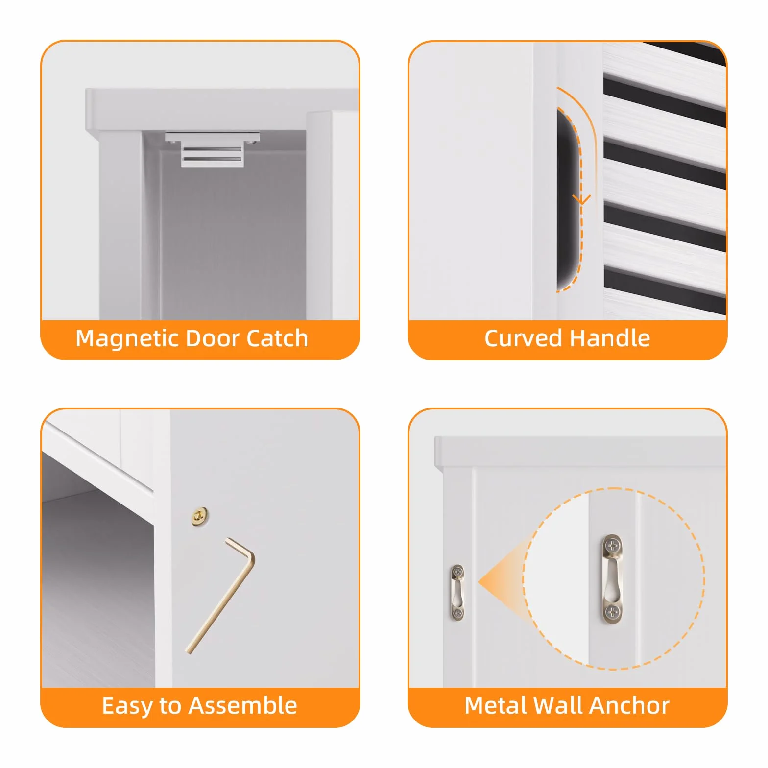 HITNET Pensile Bagno Sospeso, Armadietto Bagno da Parete, Mobiletto Medicinali da Bagno in Bambù, con Porta e Ripiano Regolabile, Bianco