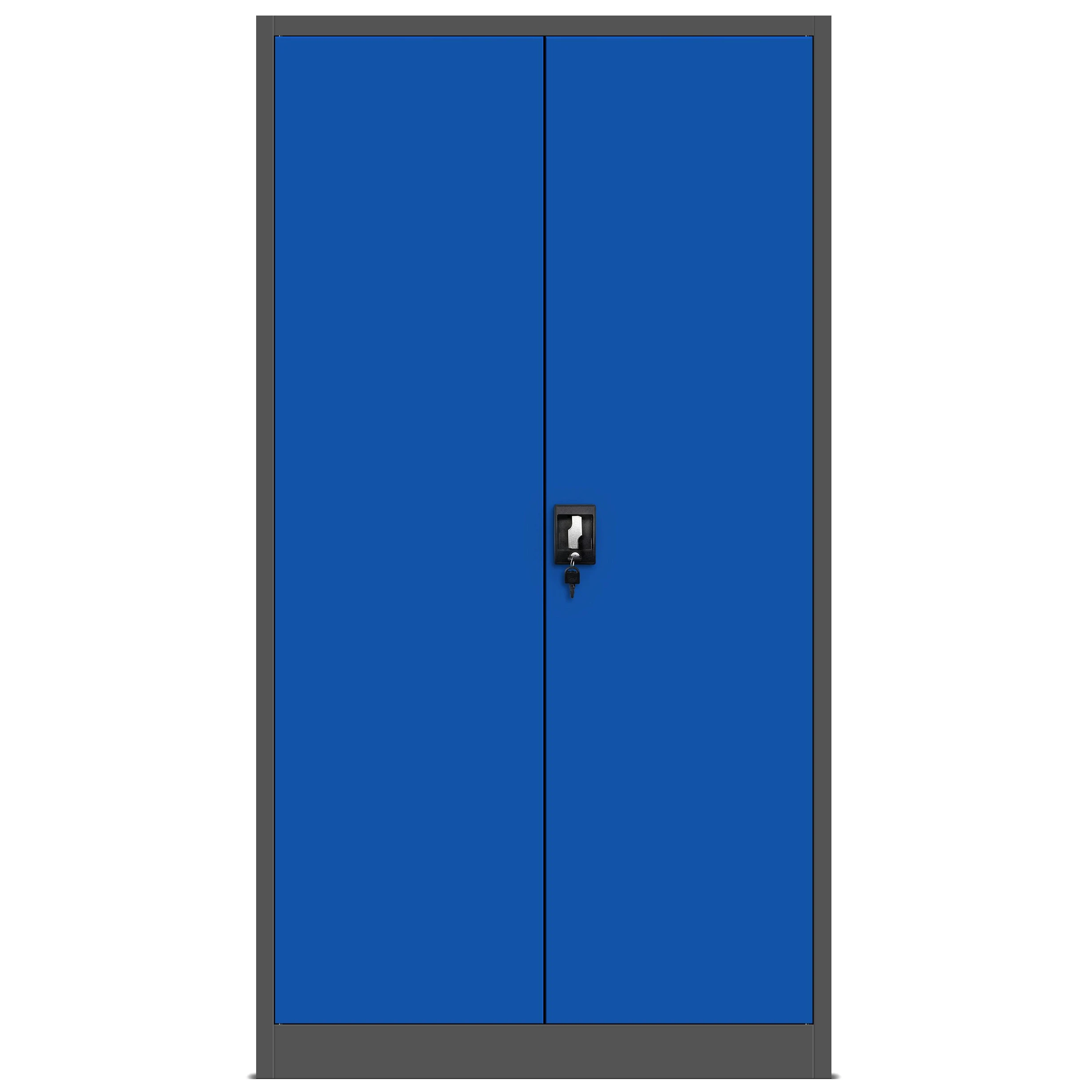 Jan Nowak Set di 3 Armadio da Ufficio C001 Archivio per Officina in Metallo Verniciato a polvere Chiudibile 185 cm x 90 cm x 40 cm (Antracite-Blu)