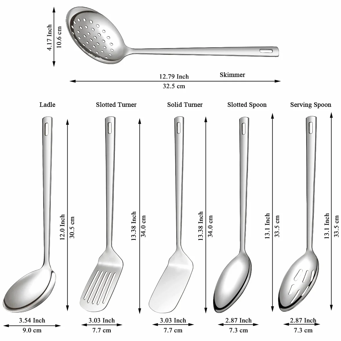 Set utensili cucina 6 pezzi acciaio inossidabile Evanda spatole impieghi gravosi