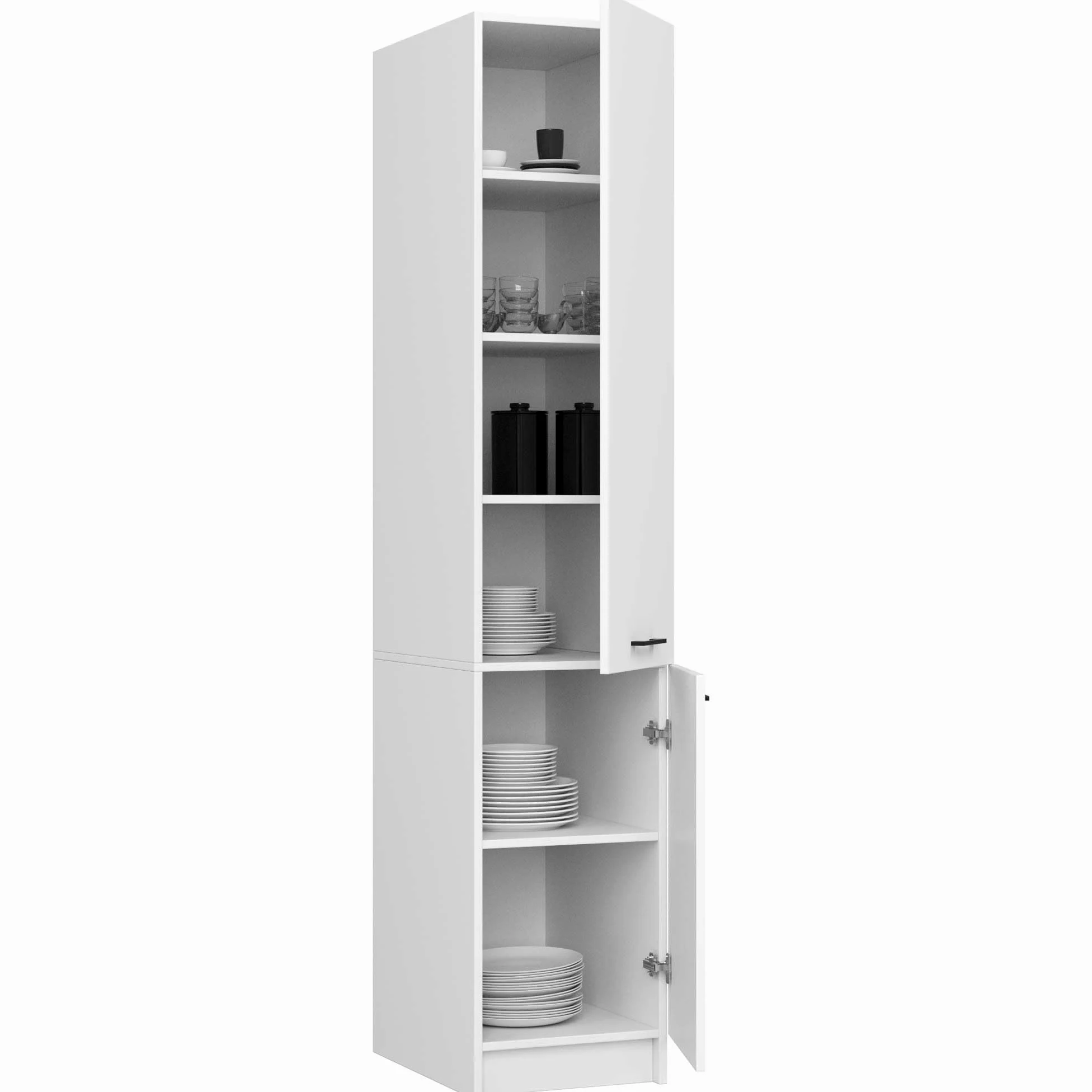 BDW - Colonna da Cucina - Armadio Largo 40 cm, Alto 205 cm, Profondo 57 cm - Spazioso per Provviste - Bianco