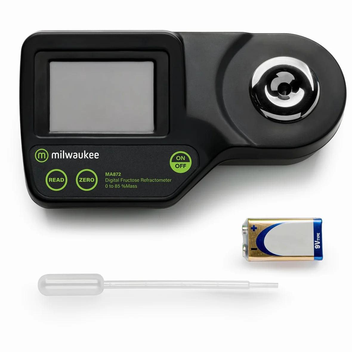 Milwaukee MA871 Rifrattometro digitale del glucosio con temperatura automatica, LED giallo, da 0 a 85% Brix, +/- 0,2% Precisione, soluzione dello 0,1%