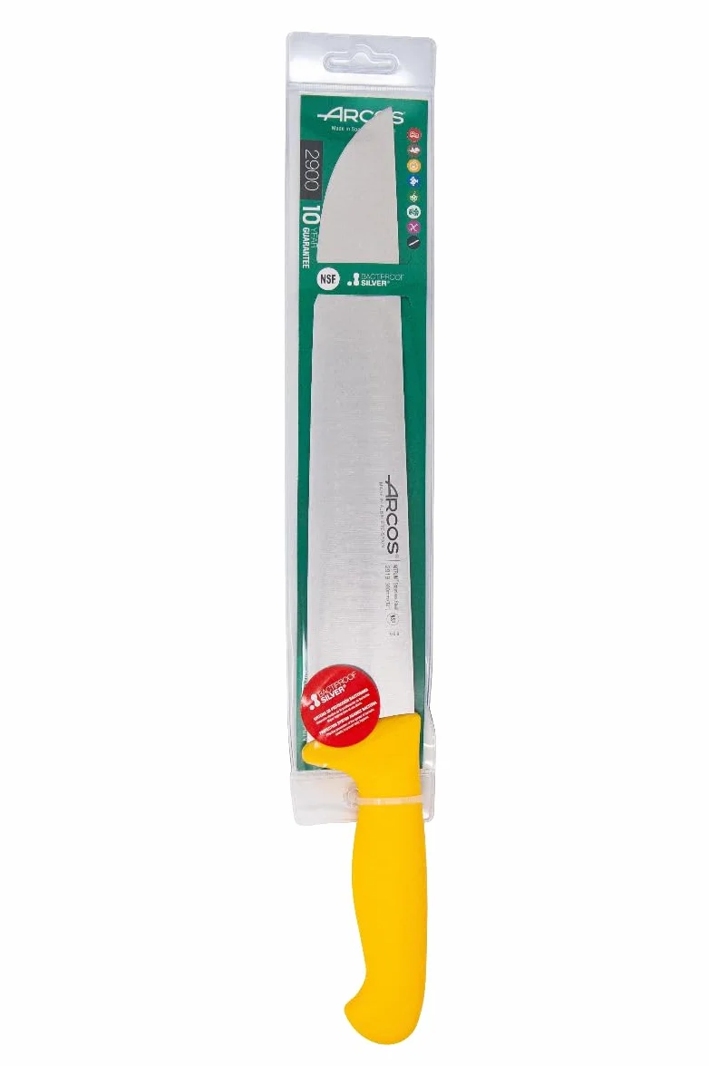 Arcos Serie 2900 - Coltello Scannare Coltello Macellaio Coltello Bistecca - Lama Acciaio Inossidabile Nitrum 300 mm - Manico Polipropilene Colore Giallo