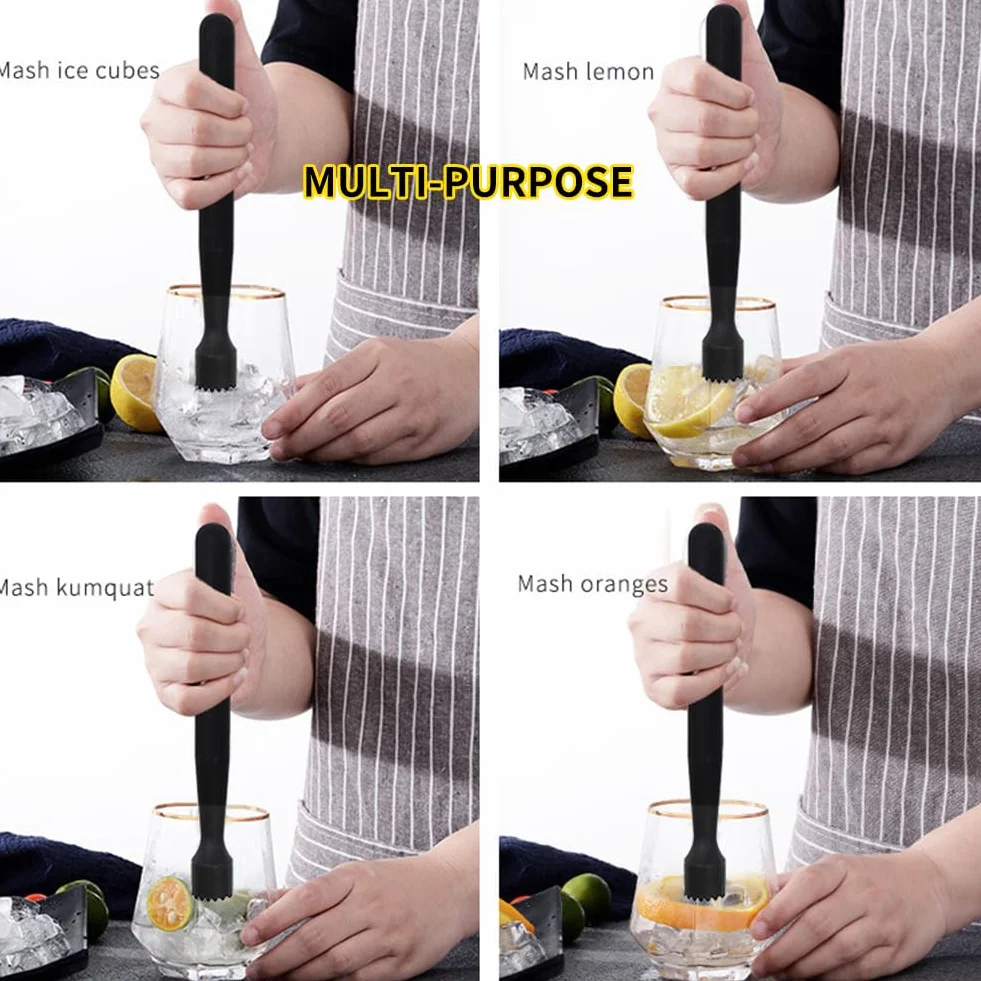 Pestello da Cocktail,2 pezzi Muddler Nero per Cocktail,Pestello da Cocktail,Cocktail Muddler,Limone Schiacciapatate per Tritare Cubetti di Ghiaccio,per il Debug di Cocktail e Succhi