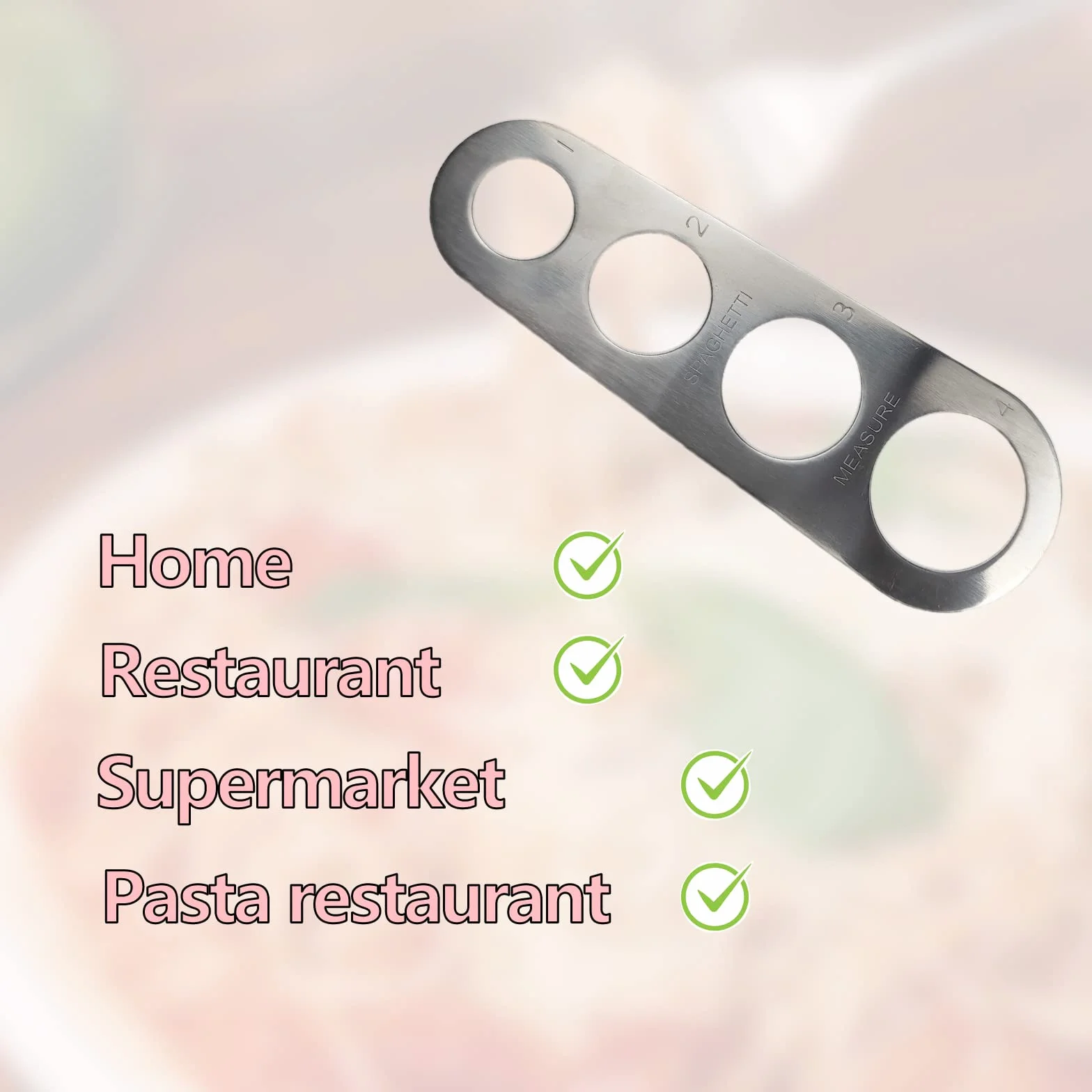 ZoeTekway Misura Spaghetti in Acciaio Inossidabile a 4 Fori per Utensili da Cucina per Famiglie, ristoranti