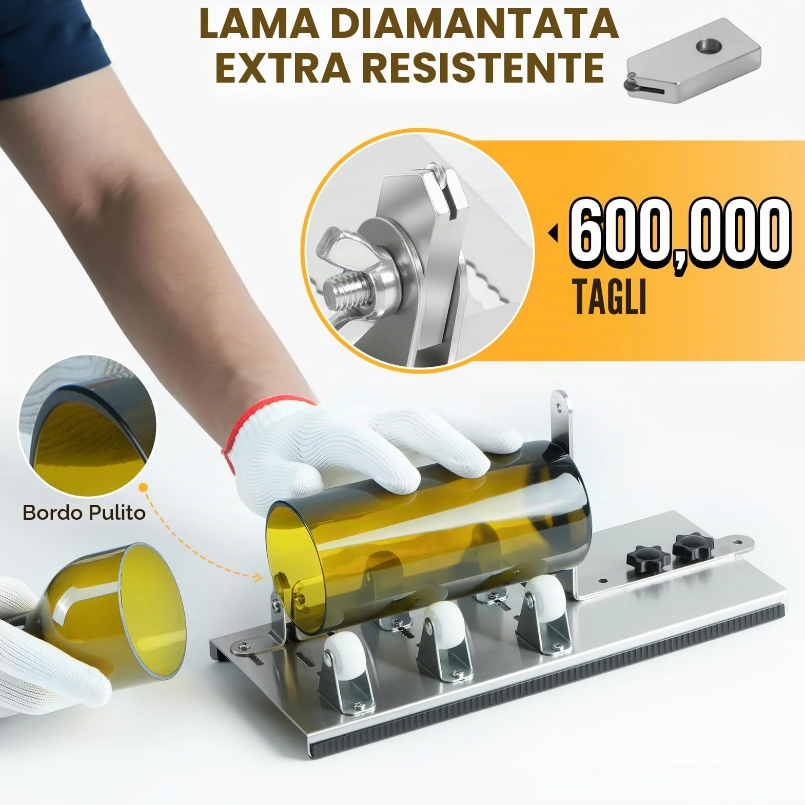 Tagliavetro Bottiglie Professionale, Taglierina per Bottiglia Vetro Vino Birra, Diamante Taglierino Vetro Acciaio Inossidabile Cutter
