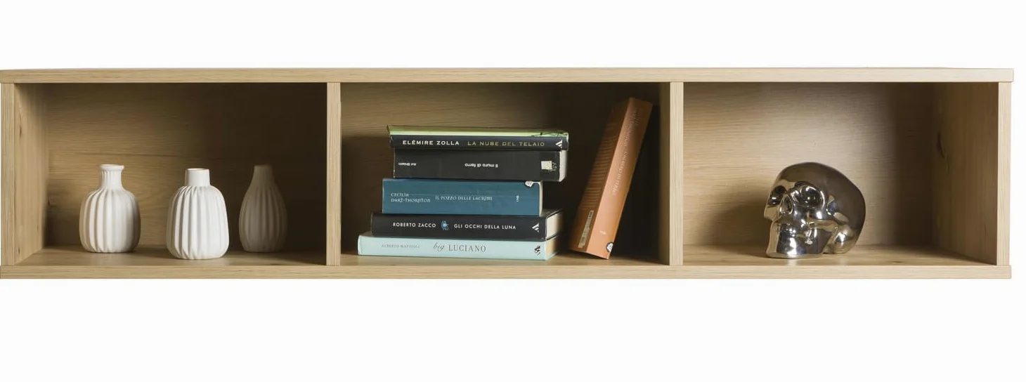 Composad | Pensile della Linea MUNDI con 3 Vani, Mobile Soggiorno, Salotto, Moderno ed Elegante, (LxAxP) 25x123,2x30 cm, Colore Rovere Mielato, Made in Italy