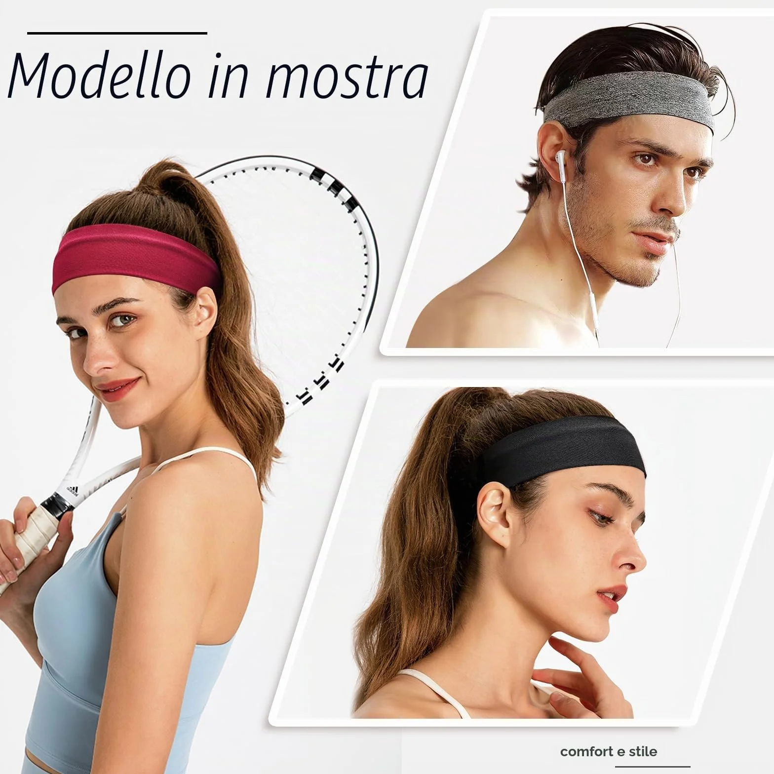 Fascia Capelli Donna Uomo 8 Pezzi Antiscivolo Sport Yoga Fitness Accessori Per Capelli