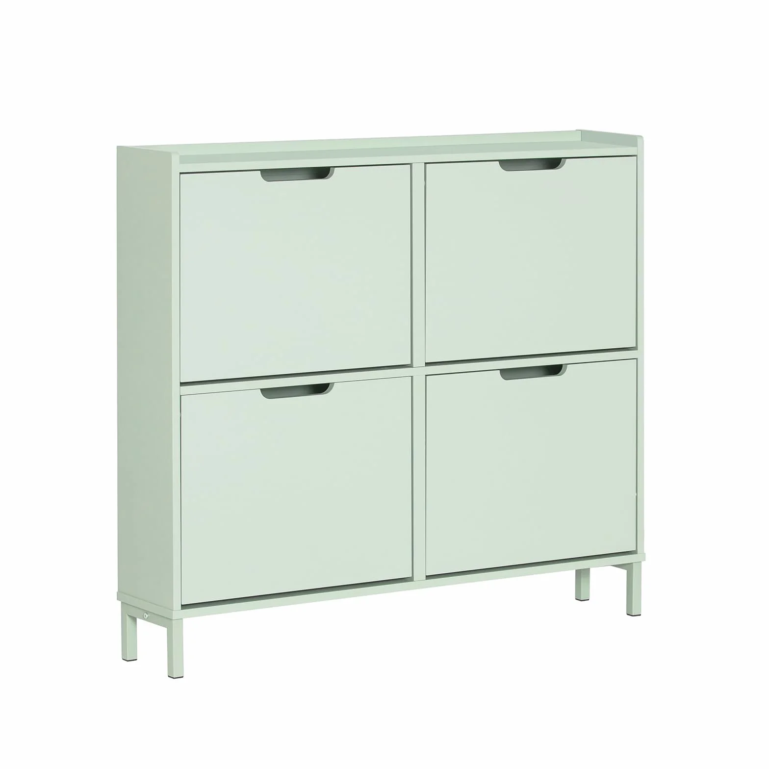 SoBuy Scarpiera Salvaspazio Slim da Ingresso Mobile Portascarpe 4 Ante a Ribalta Regolabili Legno Armadio Alta Stretta Corridoio 100x19x91 cm Verde Chiaro FSR100-GR