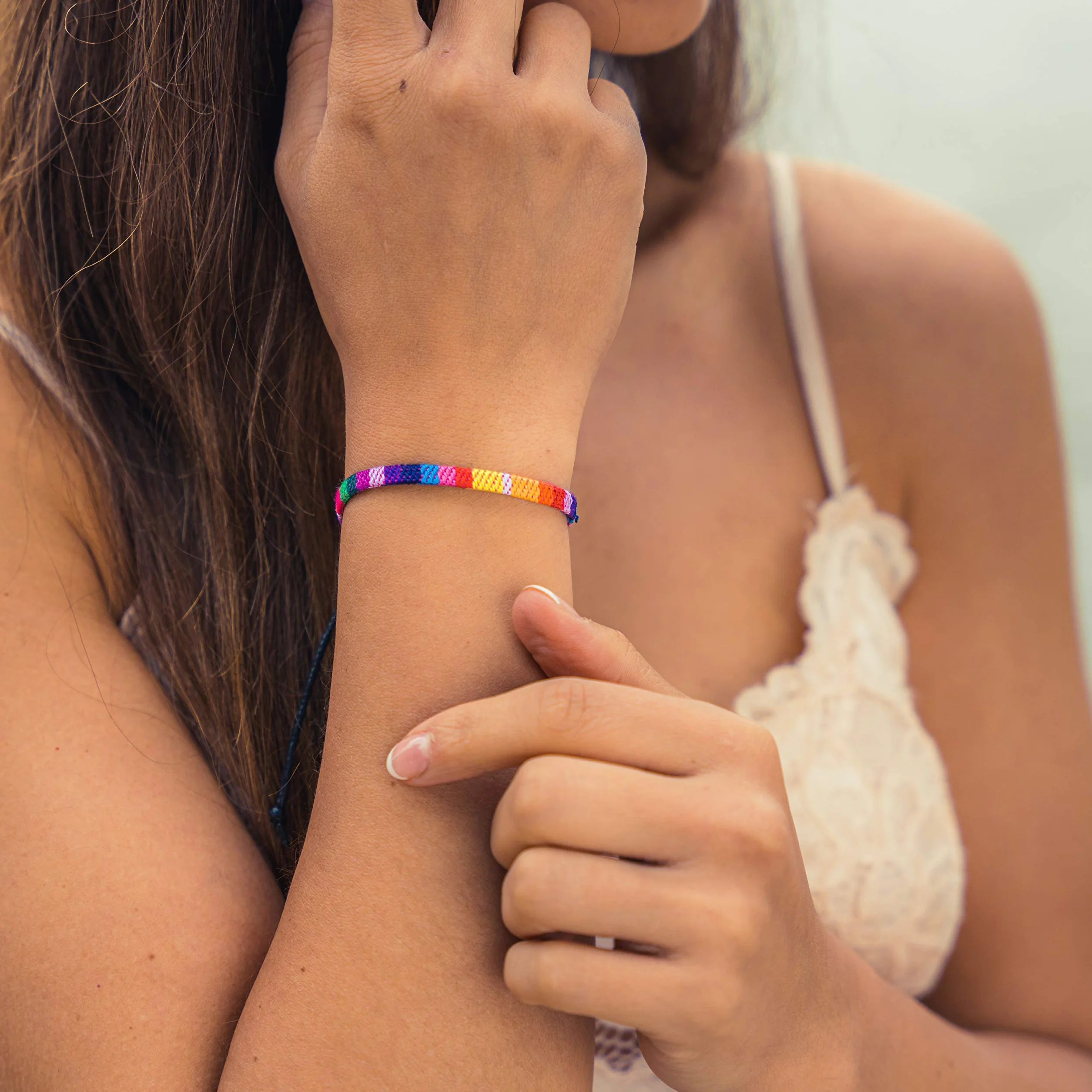 Nami Braccialetto Surfer Boho Donna Uomo Accessori Fatti a Mano Impermeabile Regolabile Arcobaleno