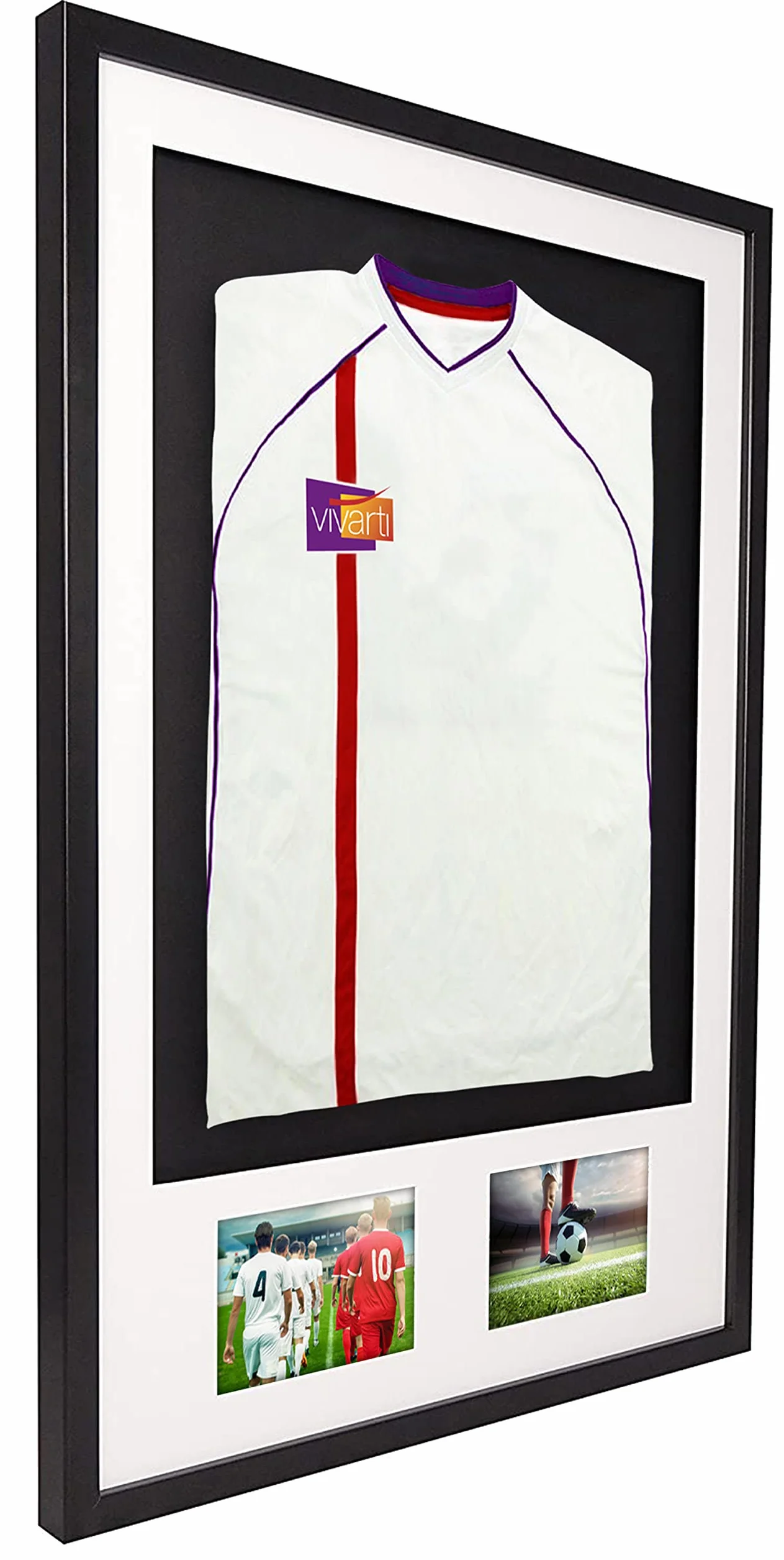 Vivarti fai da solo Adulto 3D montato - Doppia apertura Sport Camicia Display Telaio 61 x 91.5cm - Telaio nero, Monte bianco, Nero Backing Card