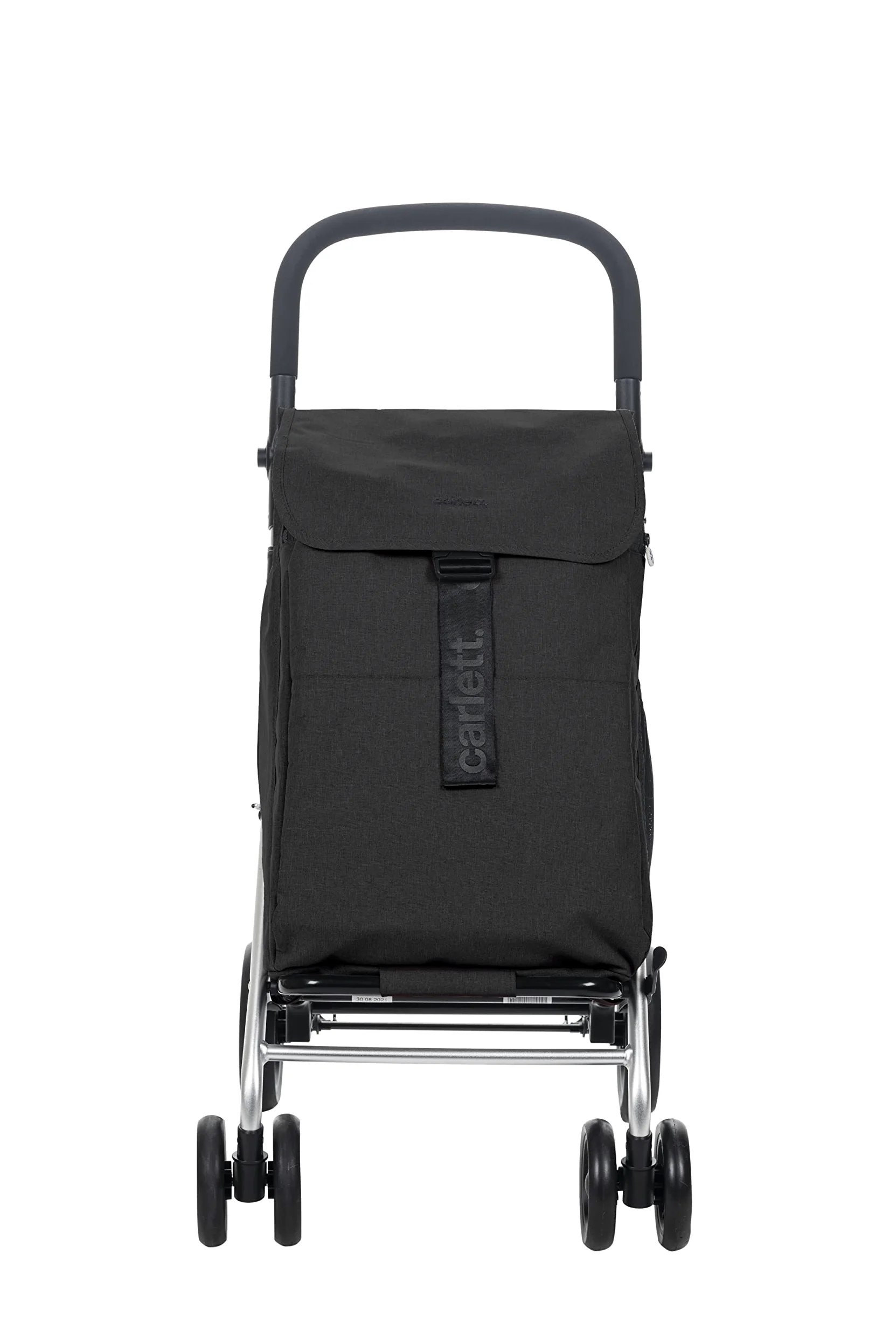 Carlett Carrello della Spesa 4 Ruote Pieghevole, Borsa Estraibile Grande Capacità 64L/32 kg e Borsa Termica 12L, Manico Regolabile, Freno di Sicurezza, Convertibile a 2 Ruote, Classic Family, Nero