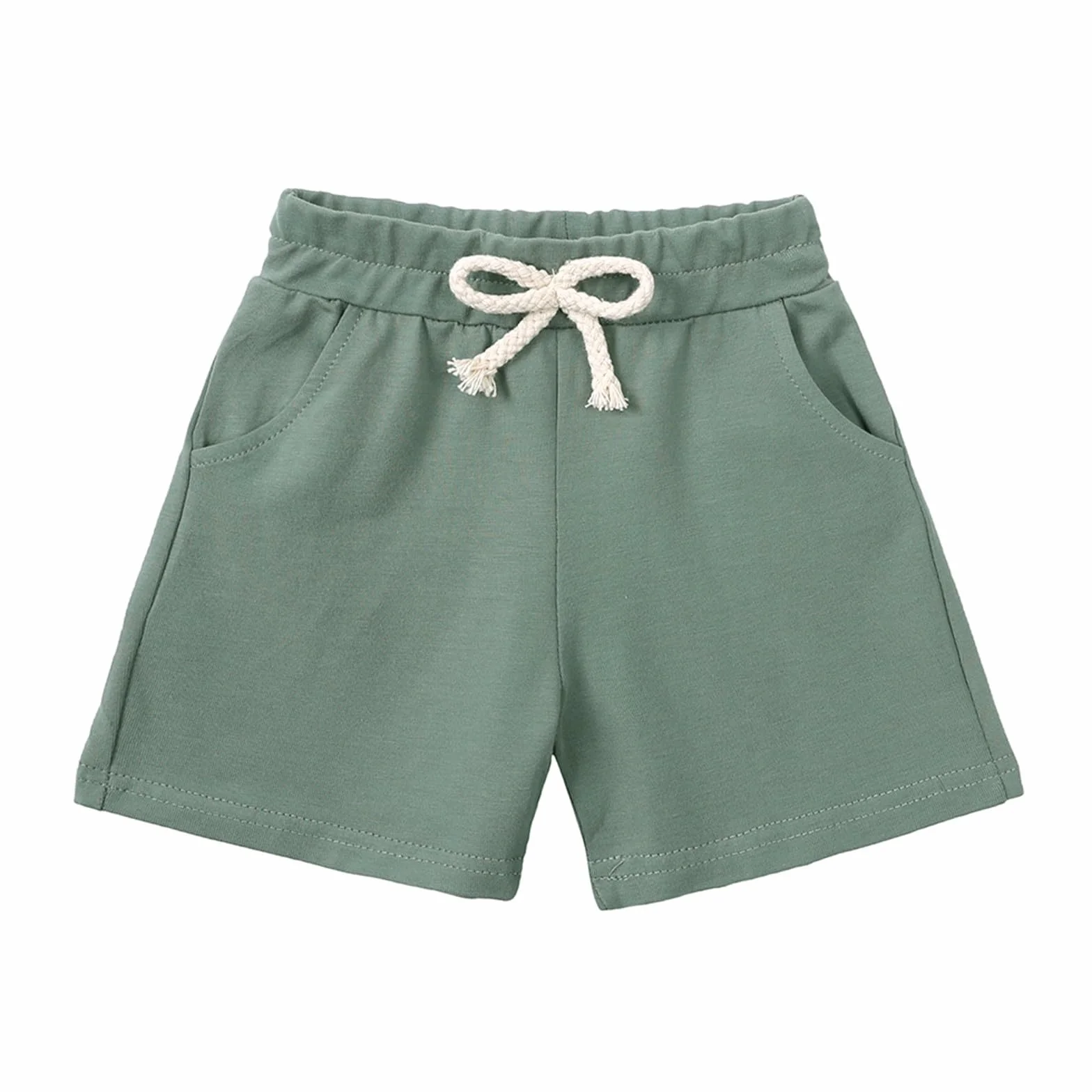 Generico Completo Bambino Set 2 Pezzi Cotone Tuta Sportiva con Tasche Pantaloncini T Shirt Estivo Casual Tinta Unita Loose Fit
