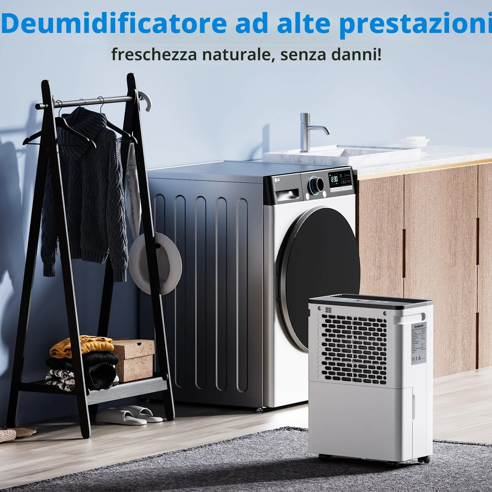 OKYUK Deumidificatore Casa Muffa 12 L, deumidificatore bagno, deumidificatore casa 2.5L, 35 m², con spegnimento automatico Timing 24H, ideale per camper, bagno, camera da letto, cantina (12L Bianco)