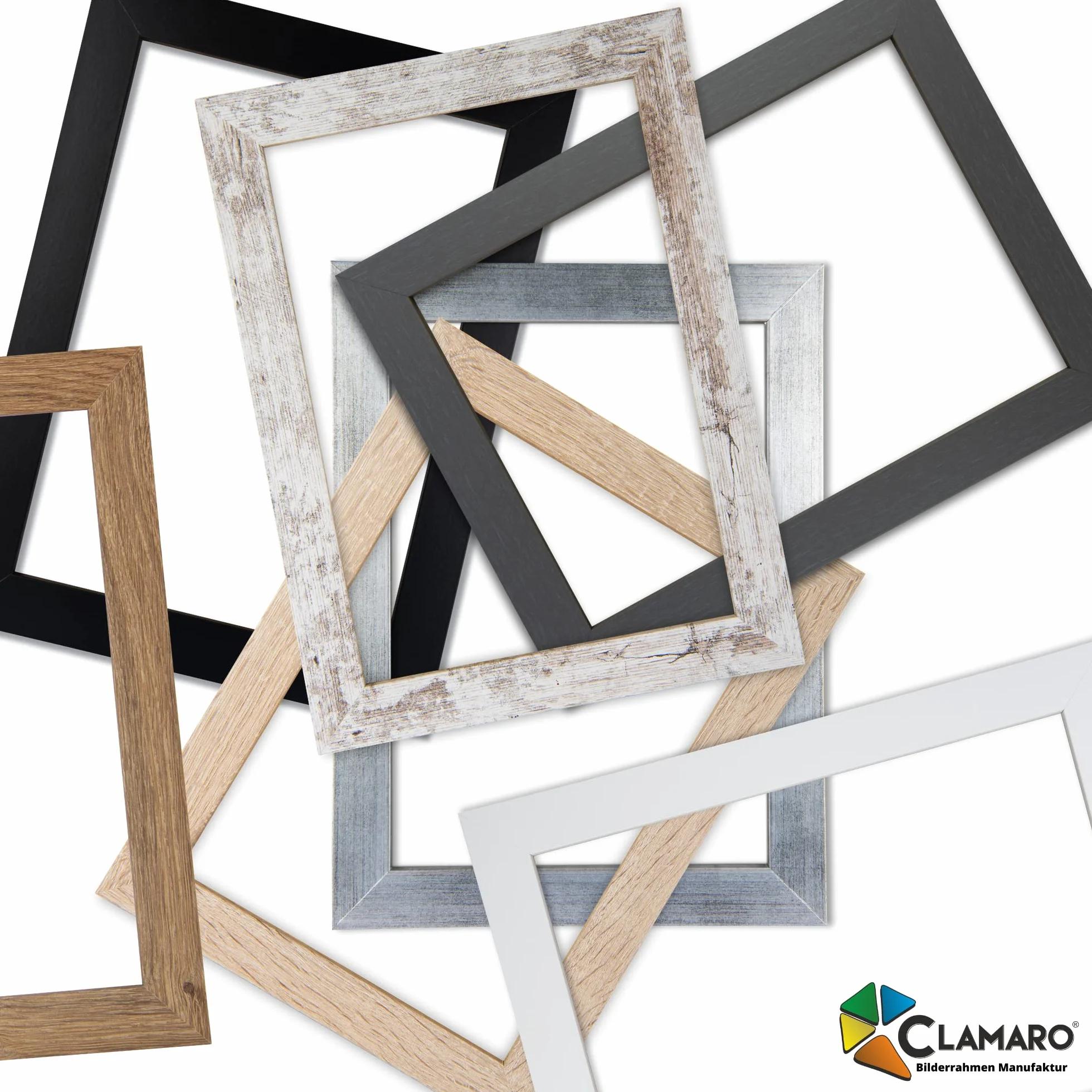 Clamaro 'COLLAGE' Cornice 40x60 fatto a mano | Bianco Antico | moderna cornice rettangolare in MDF con vetro acrilico, pannello posteriore e gancio (in formato orizzontale e verticale)