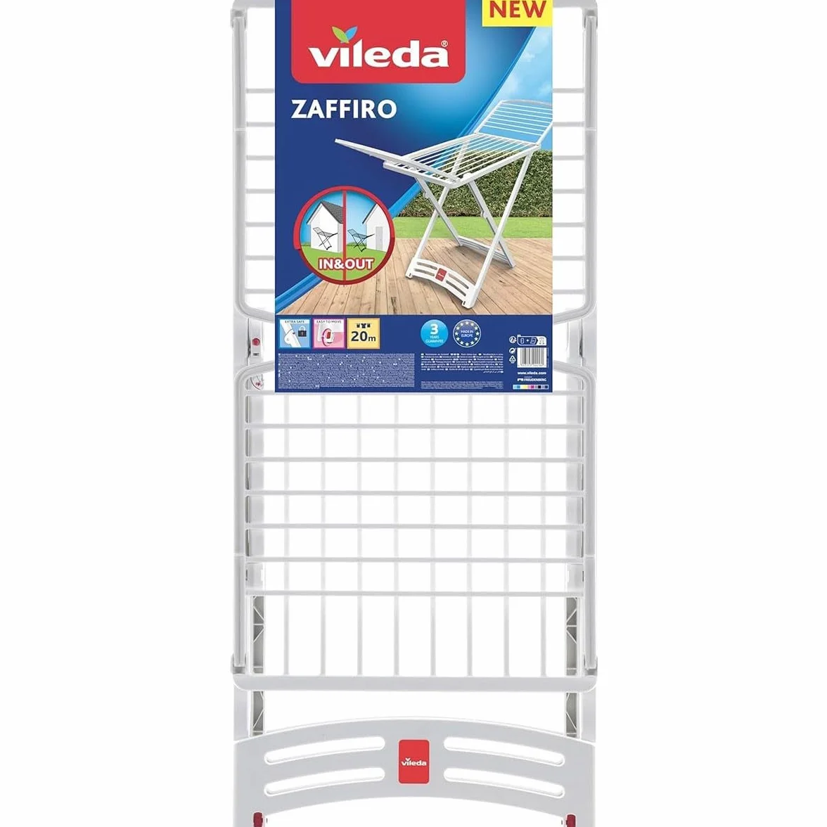 Vileda Zaffiro Stendibiancheria da Pavimento a Cavalletto 20 mt 182 x 55 x 88 cm Resina