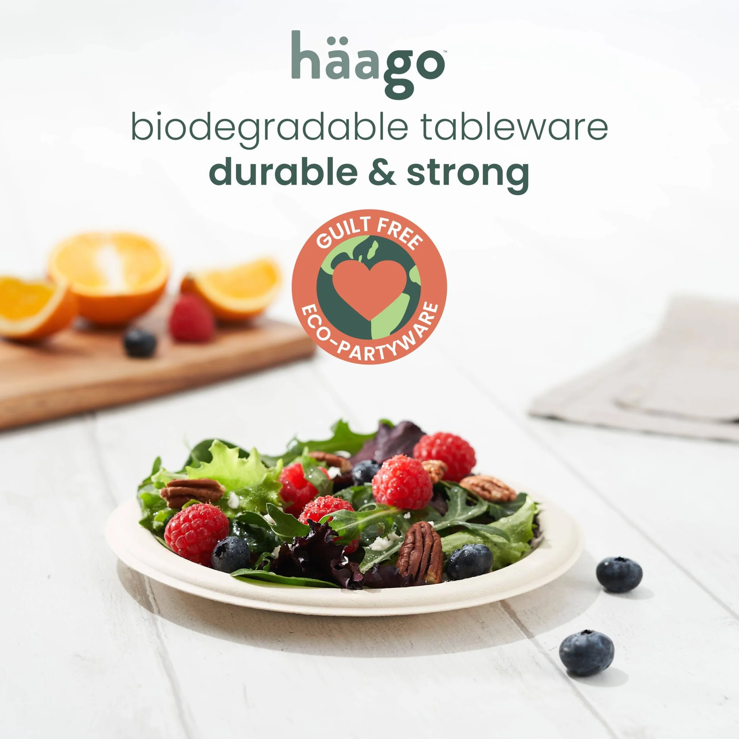 HAAGO Piatti Dessert Compostabili in Canna da Zucchero 18cm 7" Biodegradabili Monouso