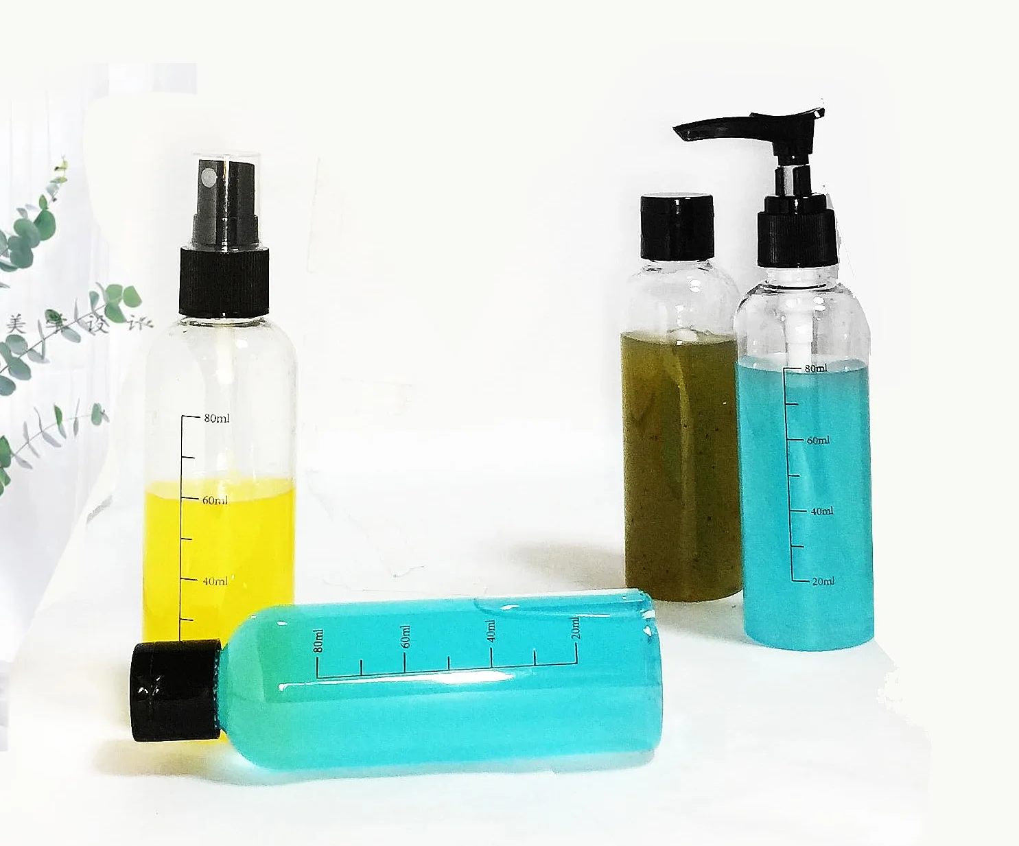 Borsa da Toilette Trasparente Beauty Case Viaggio 8 PCS Contenitori Liquidi Cosmetici 100ml flaconi aereo