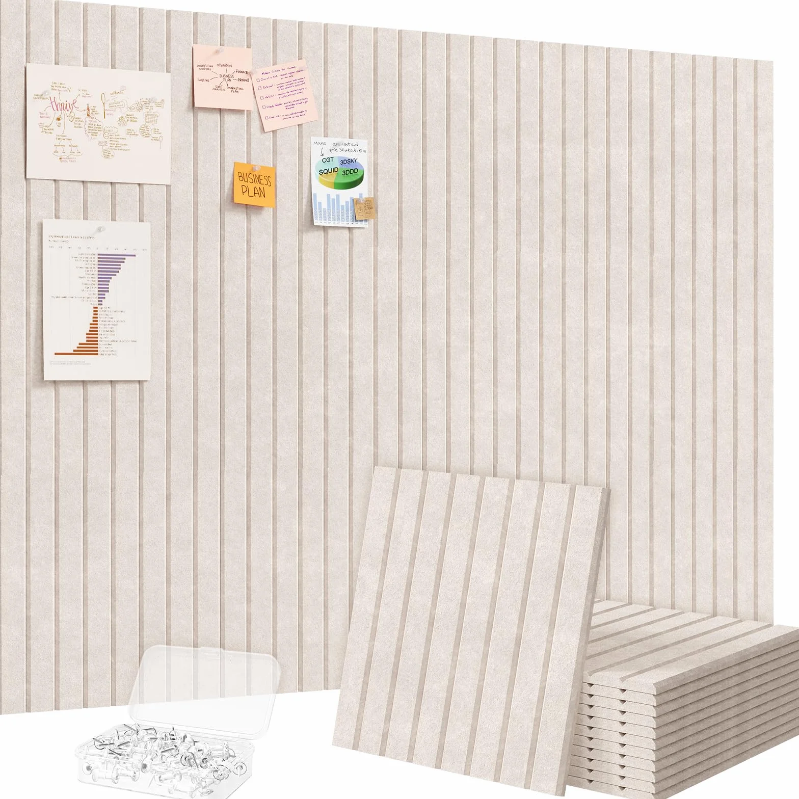 Lifewit Bacheca Adesiva in Feltro di Alta Qualità, Set da 12 Pannelli-120x90 cm, Ideale per Organizzare Note e Foto in Ufficio o a Casa, 50 Puntine Incluse, Alternativa Decorativa al Sughero, Beige