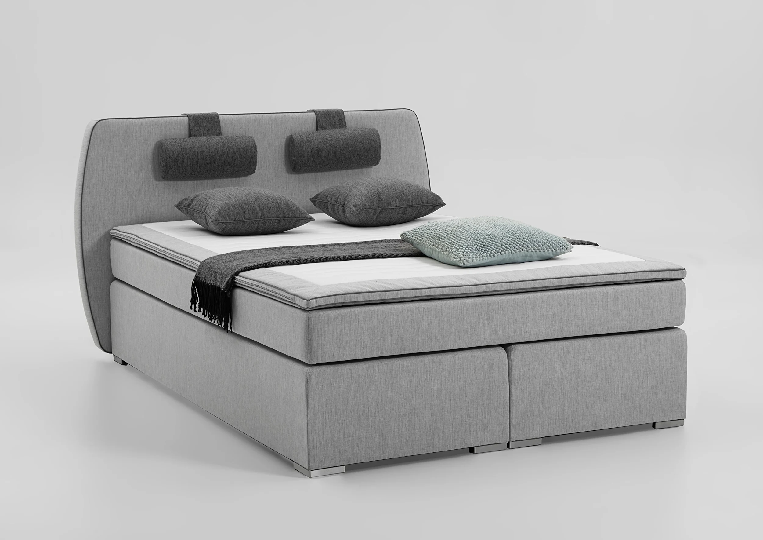 Atlantic Home Collection Letto con Contenitore, durezza Materasso H2, con coprimaterasso, con poggiatesta, Colore Grigio Chiaro, Grigio, 140 x 200 cm