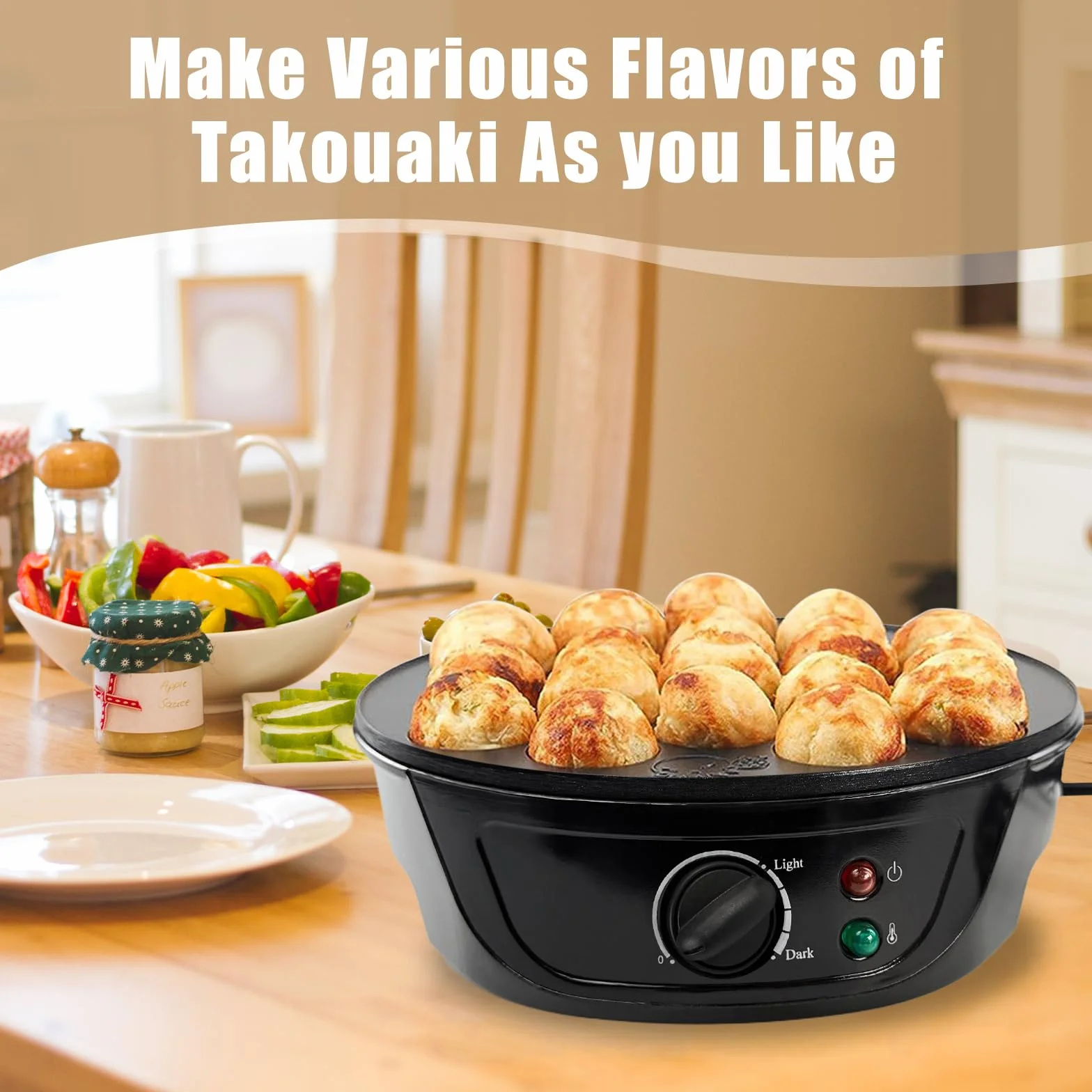 Takoyaki Maker 750W 18 fori Antiaderente 220-240V Macchina per Palline di Polpo Giapponesi