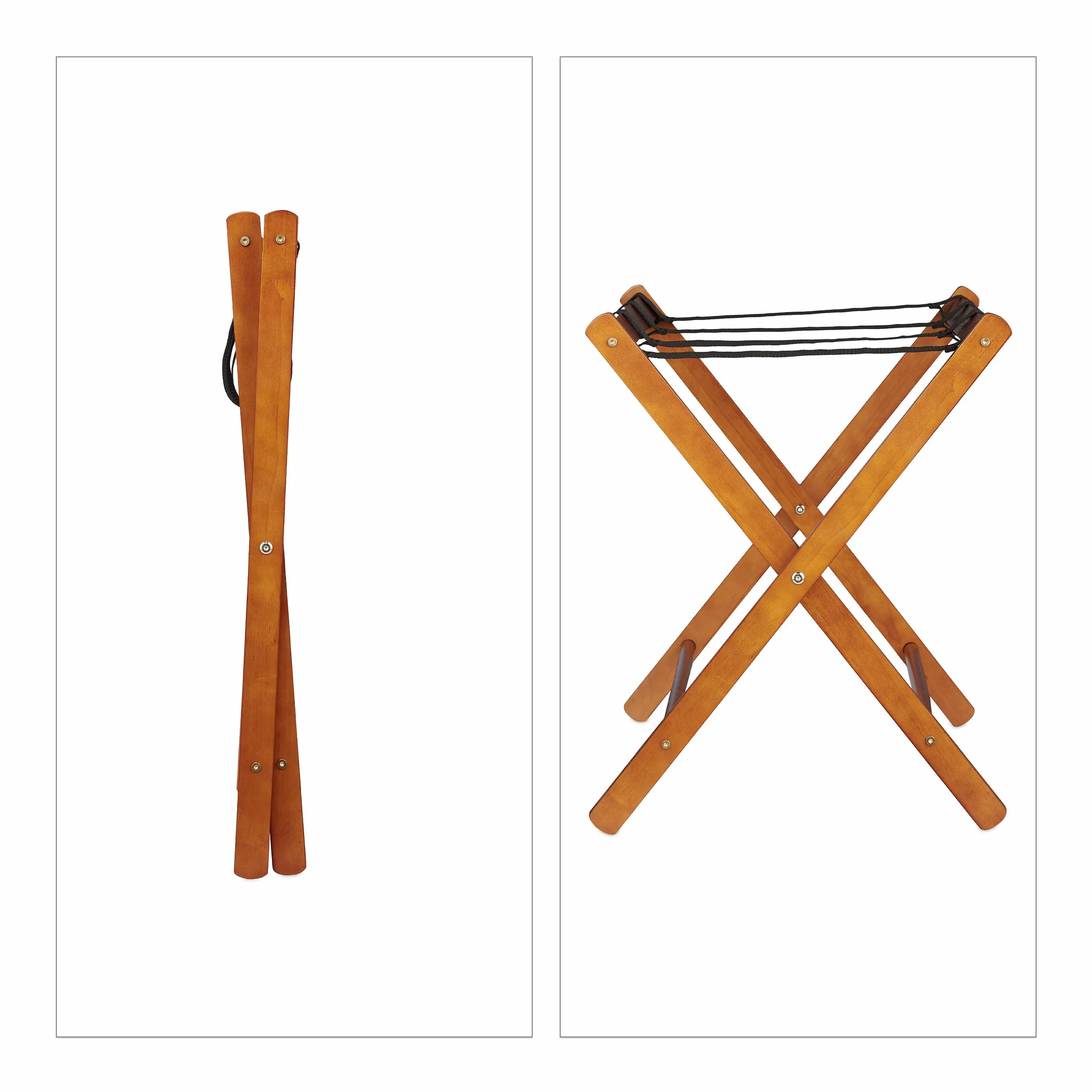 Relaxdays Portavaligie da Camera in Legno Pieghevole 54x66x48 cm Naturale Set da 2