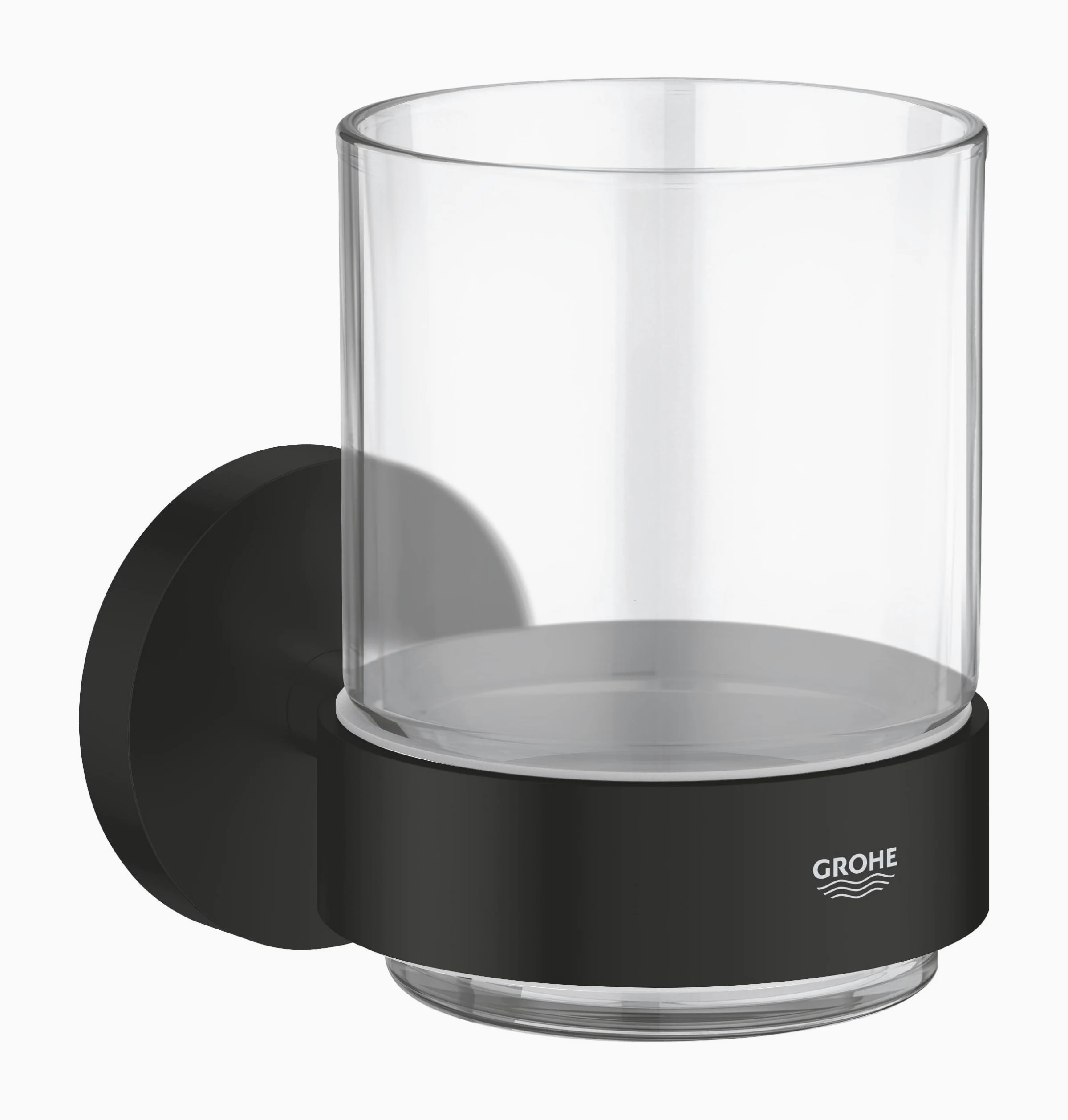 GROHE Start QuickFix cristallo con supporto (metallo e vetro, fissaggio nascosto, viti e tasselli inclusi, facilissimo da montare con GROHE QuickGlue), dimensioni 106 x 99 mm, nero opaco, 411942430
